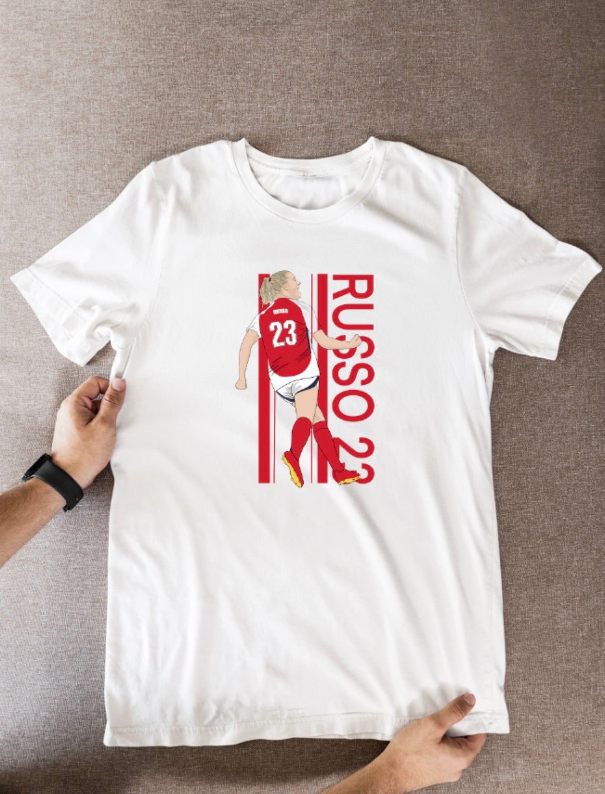 Alessia Russo Arsenal T-Shirt: Cartoon Graphic Soccer Fan Wear for Women