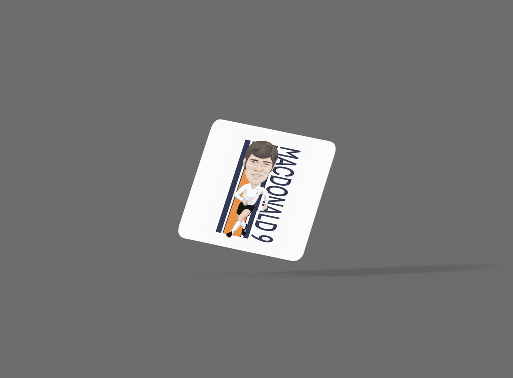 Malcolm MacDonald Luton Town Coaster - Unofficial Football Cartoon Graphic MDF Design