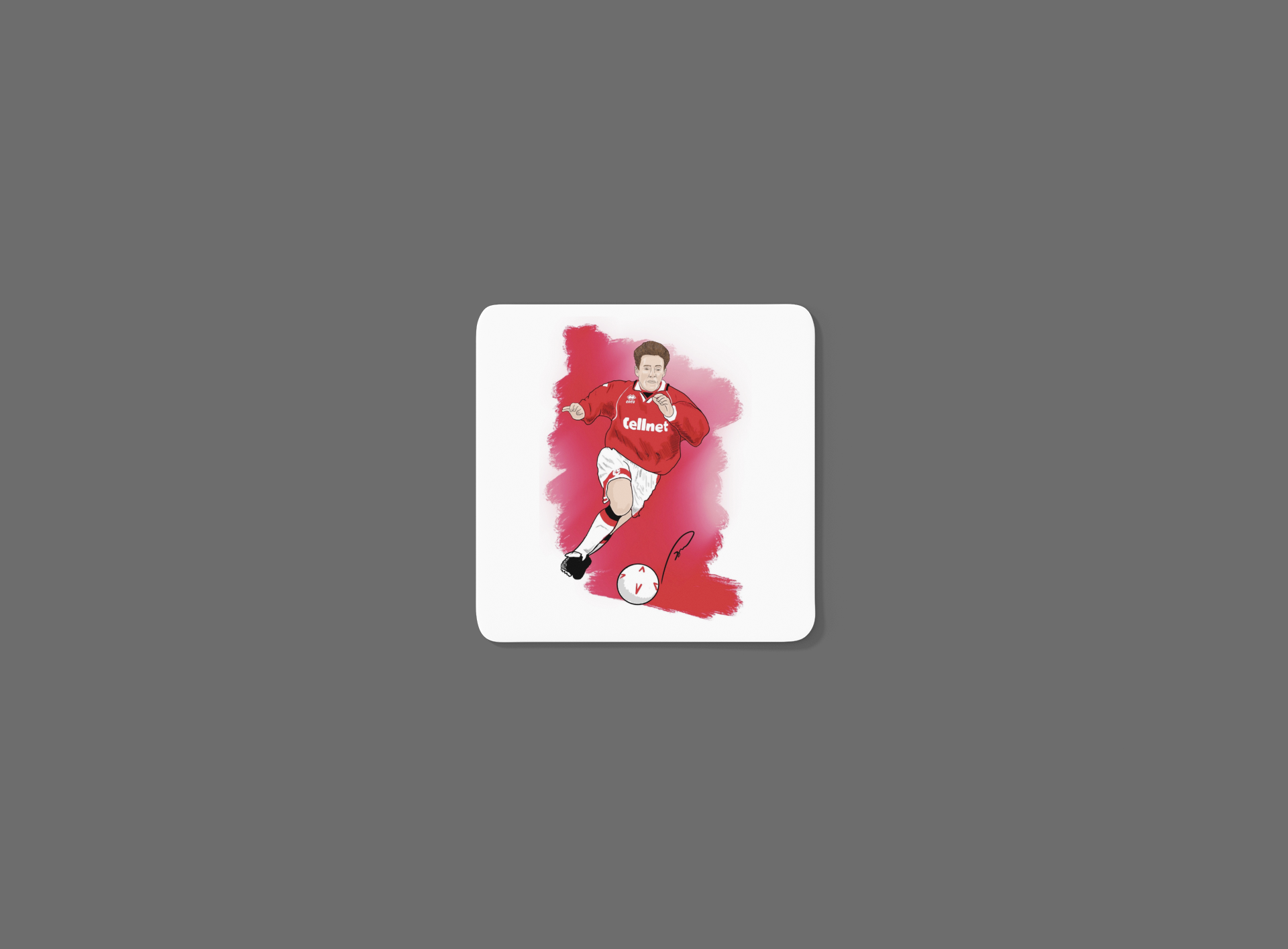 Juninho Middlesbrough Cartoon Fan Art Made MDF Coaster - Tcb Cartoon Printing