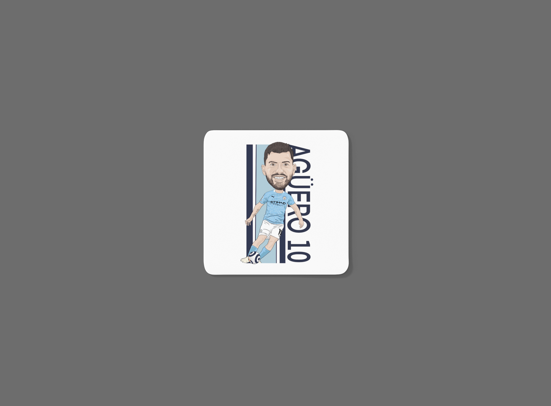 Sergio Agüero Manchester City Football Cartoon Graphic MDF Coaster - Tcb Cartoon Printing