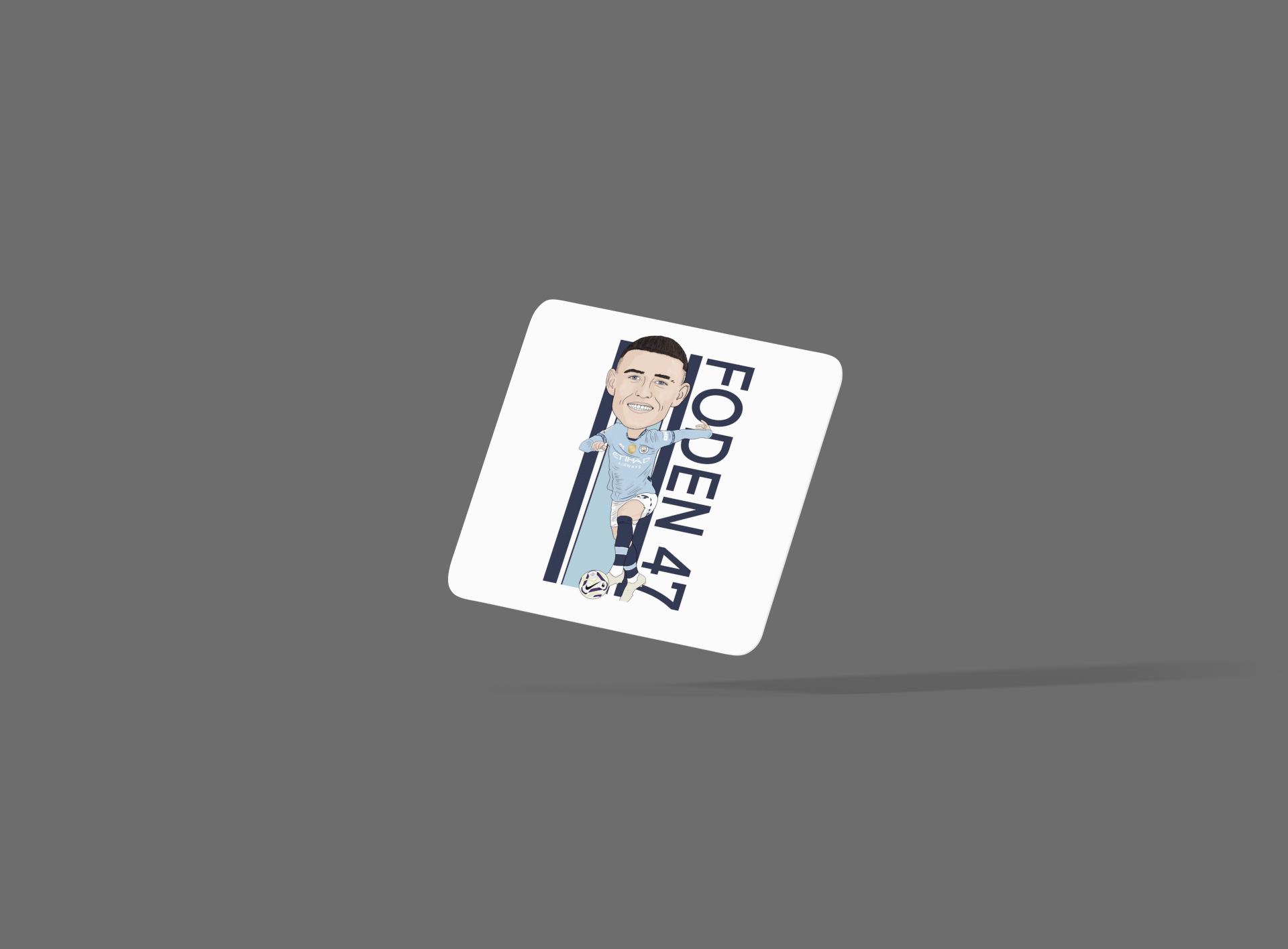 Phil Foden Manchester City Football Cartoon Graphic MDF Coaster - Tcb Cartoon Printing