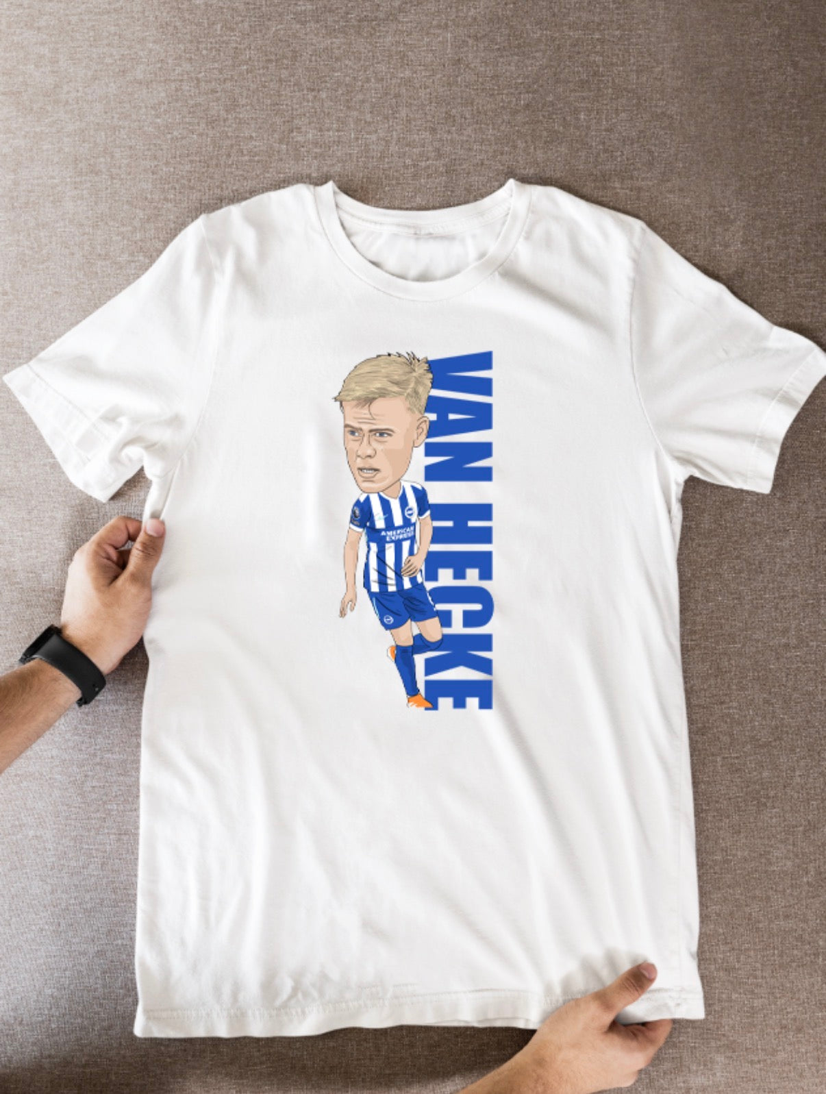 Jan Paul van Hecke Brighton T-Shirt - Cartoon Graphic Soccer Fan Wear for True Supporters