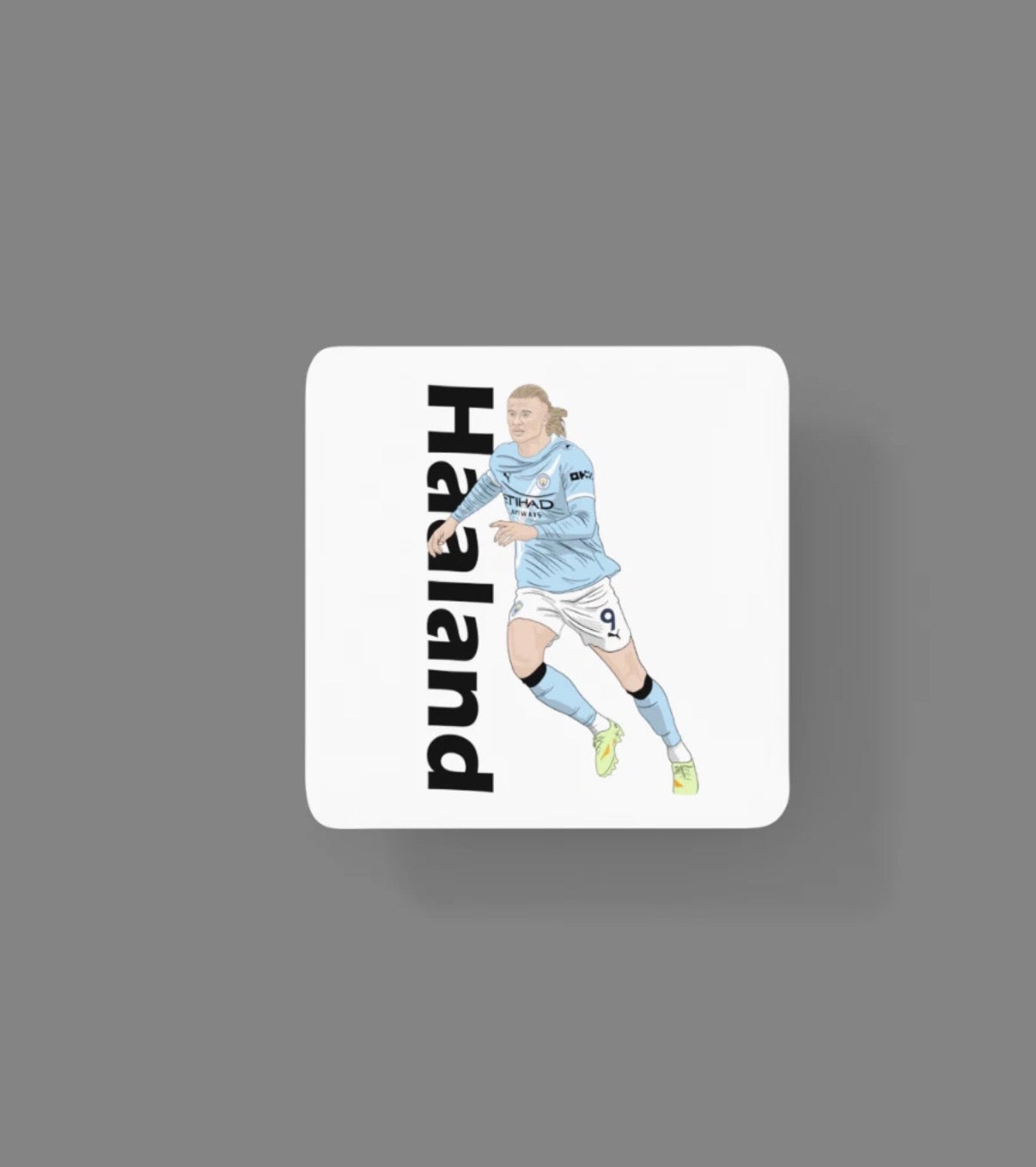 Erling Haaland Manchester City Football Cartoon Graphic MDF Coaster - Tcb Cartoon Printing