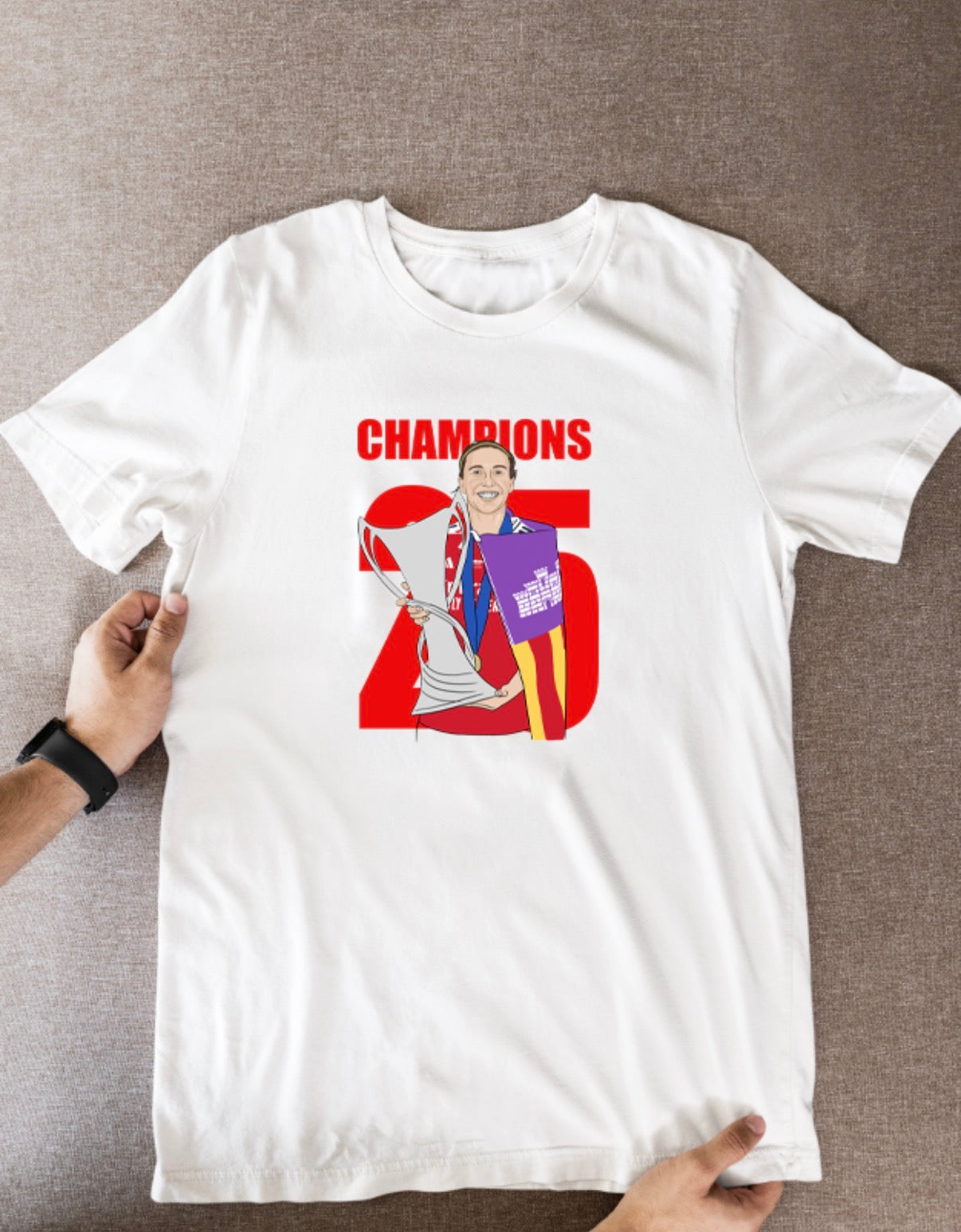Mariona Caldentey Soccer T-Shirt: Arsenal Woman’s Cartoon Graphic Fan Wear