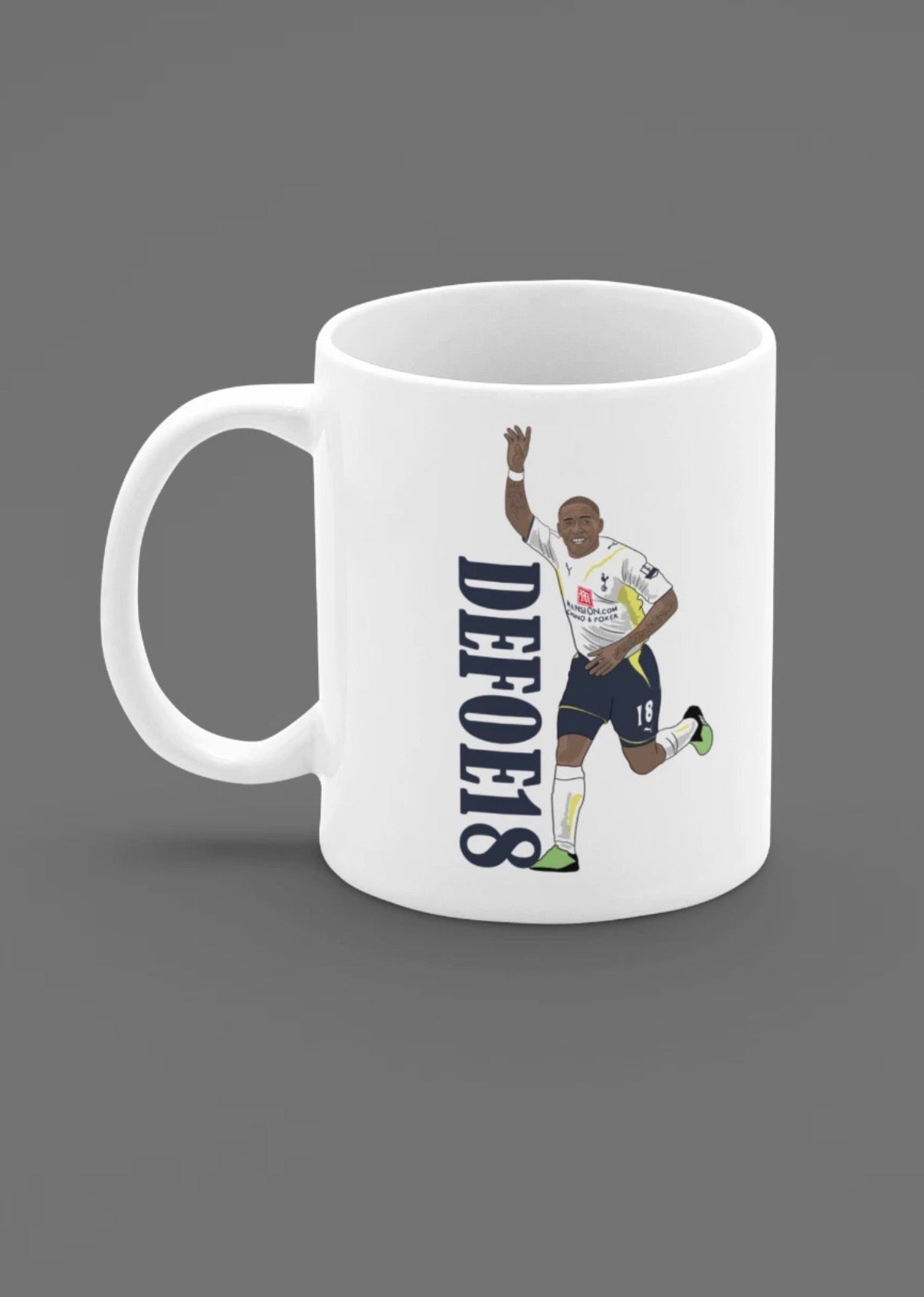 Jermain Defoe Tottenham Fan Art Mug - Unofficial Football Graphic Cartoon Design