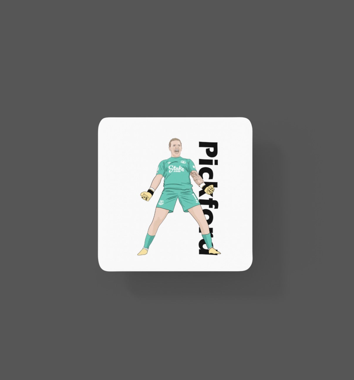 Jordan Pickford Coaster - Everton Football Cartoon Graphic MDF Coaster