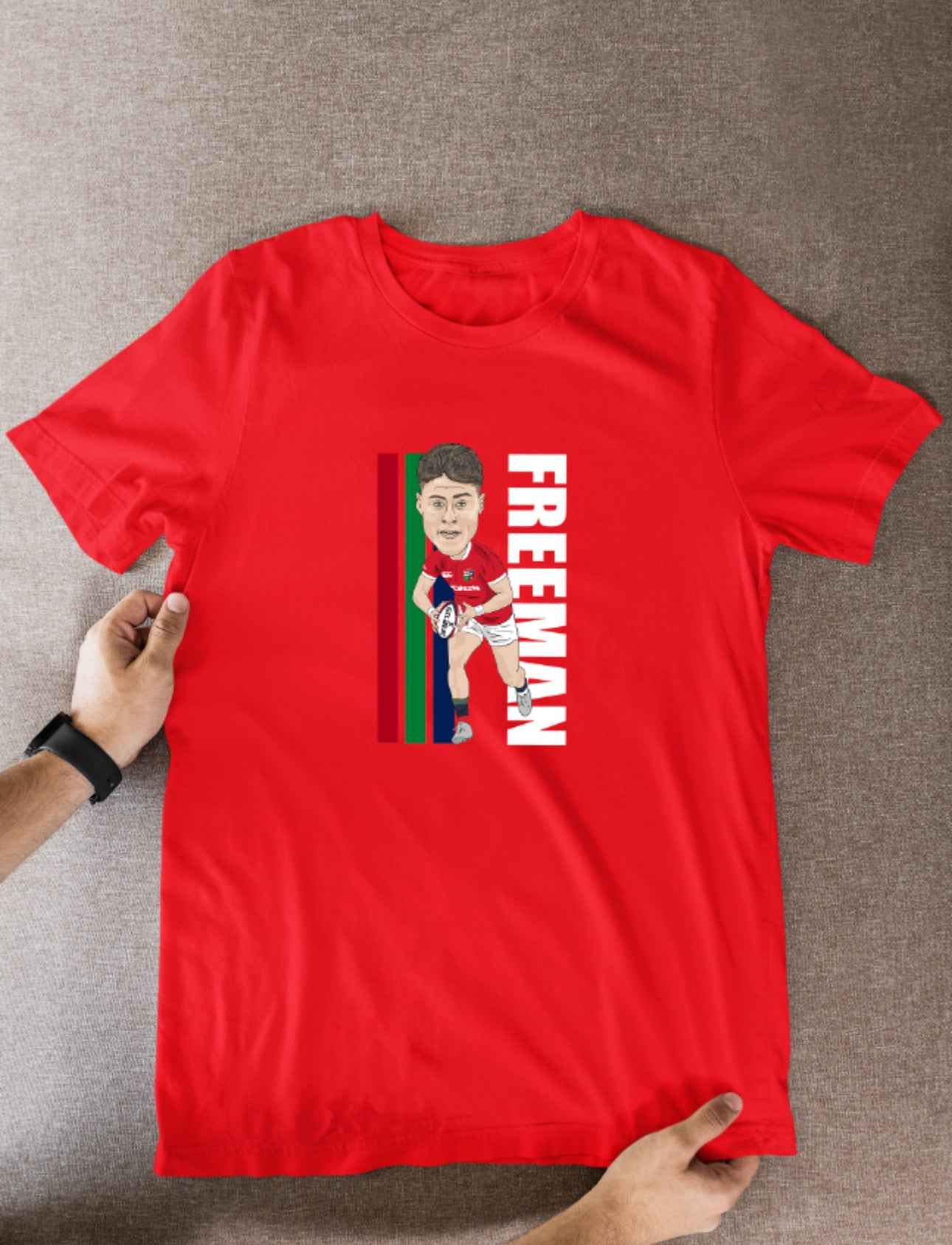 Tommy Freeman Rugby Lions Cartoon Graphic Soccer T-Shirt: Fan Wear