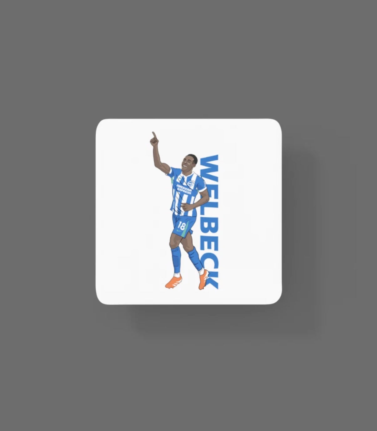 Danny Welbeck Brighton Coaster - Cartoon Graphic Art MDF Design