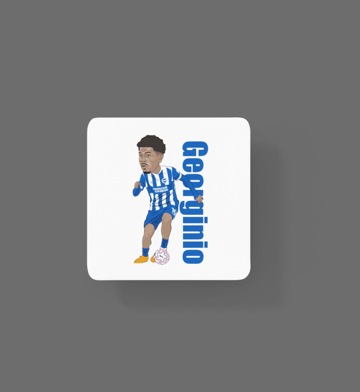 Georginio Rutter Football Coaster – Brighton Cartoon Graphic Art MDF Coaster
