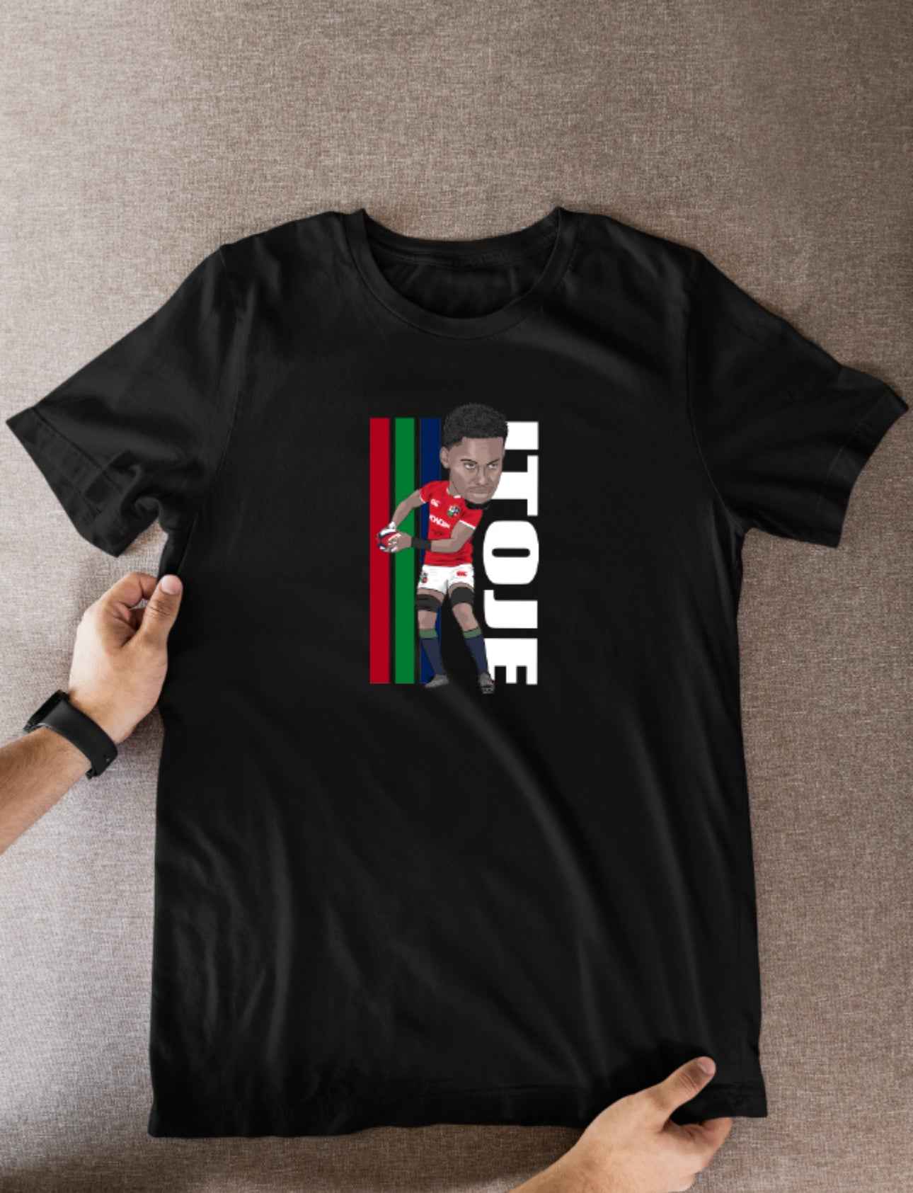 Maro Itoje Rugby Lions Cartoon Graphic Soccer T-Shirt: Fan Wear