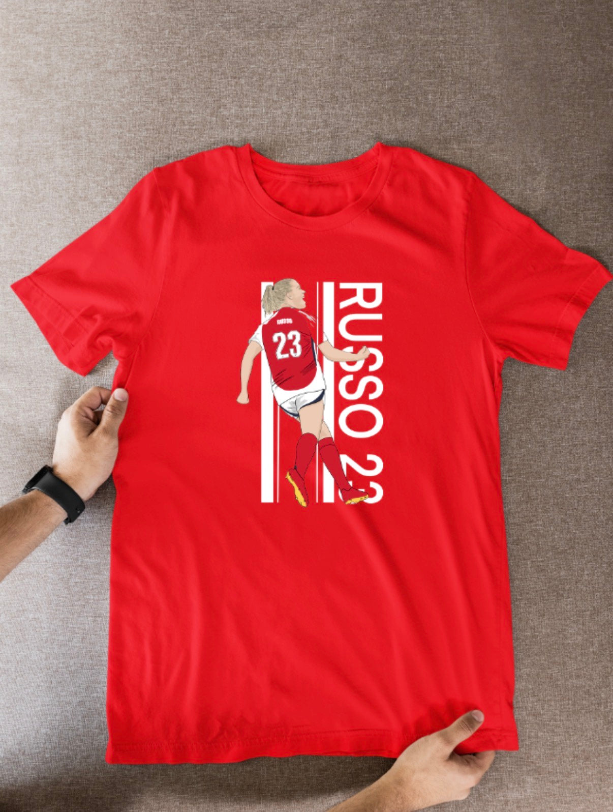 Alessia Russo Arsenal T-Shirt: Cartoon Graphic Soccer Fan Wear for Women