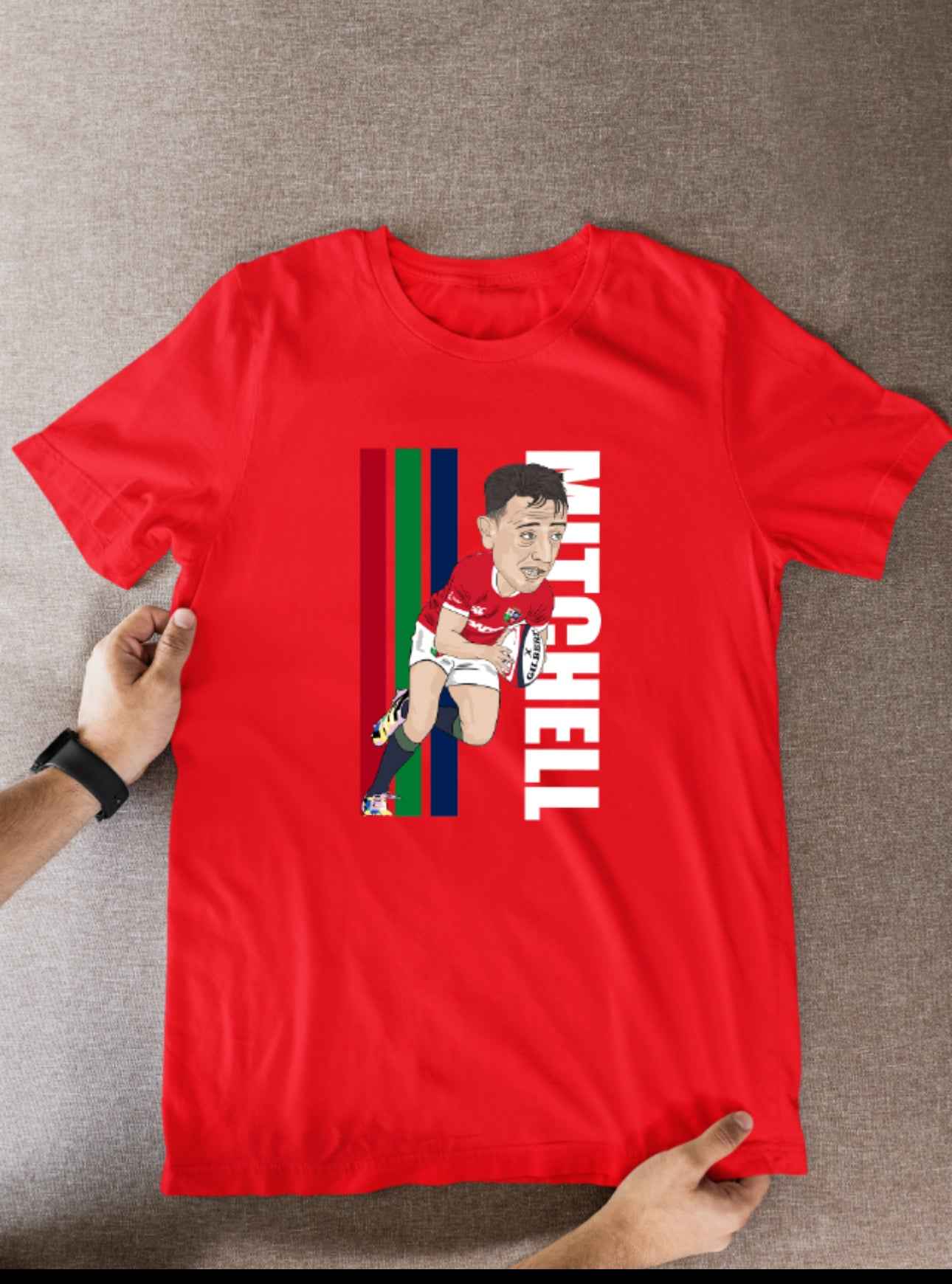 Alex Mitchell Rugby Lions Cartoon Graphic Soccer T-Shirt: Fan Wear