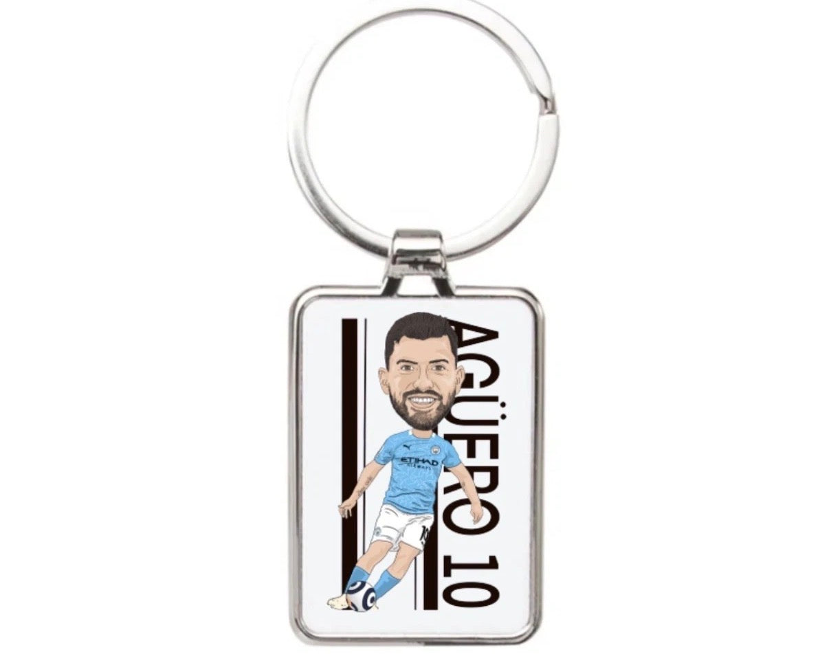 Sergio Agüero Manchester City Football Cartoon Graphic art Acrylic keychain ,keyring - Tcb Cartoon Printing