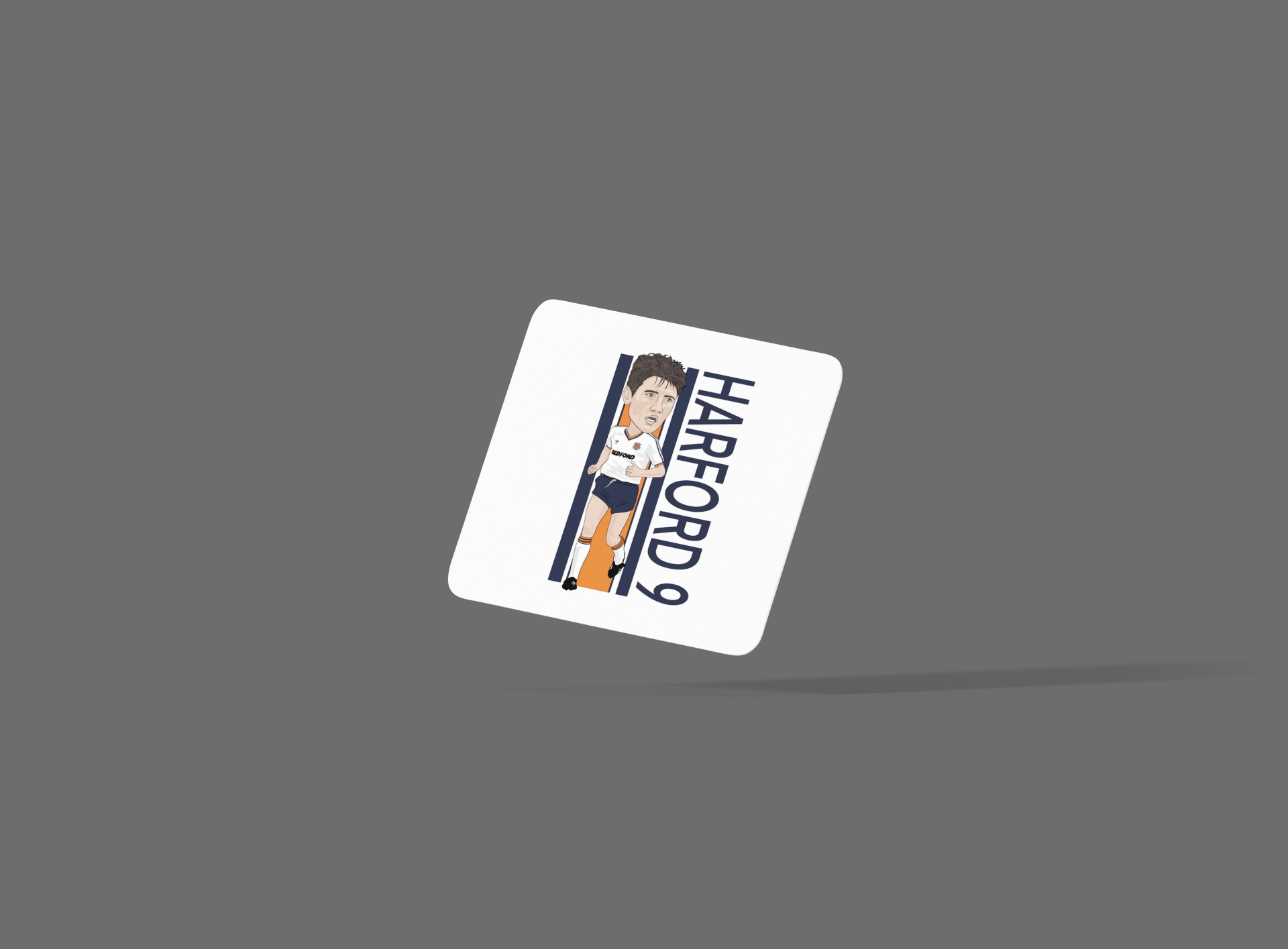 Mick Harford Luton Town Coaster - Unofficial Football Cartoon Graphic MDF Coaster