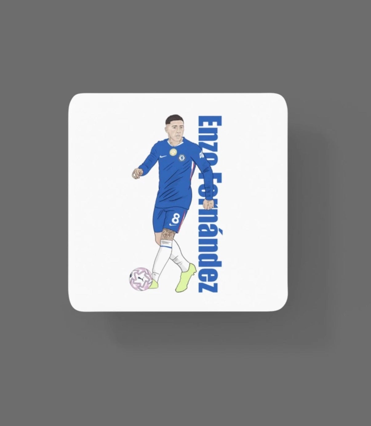Enzo Fernández Chelsea Coaster - Unofficial Football Cartoon Graphic Art MDF Coaster