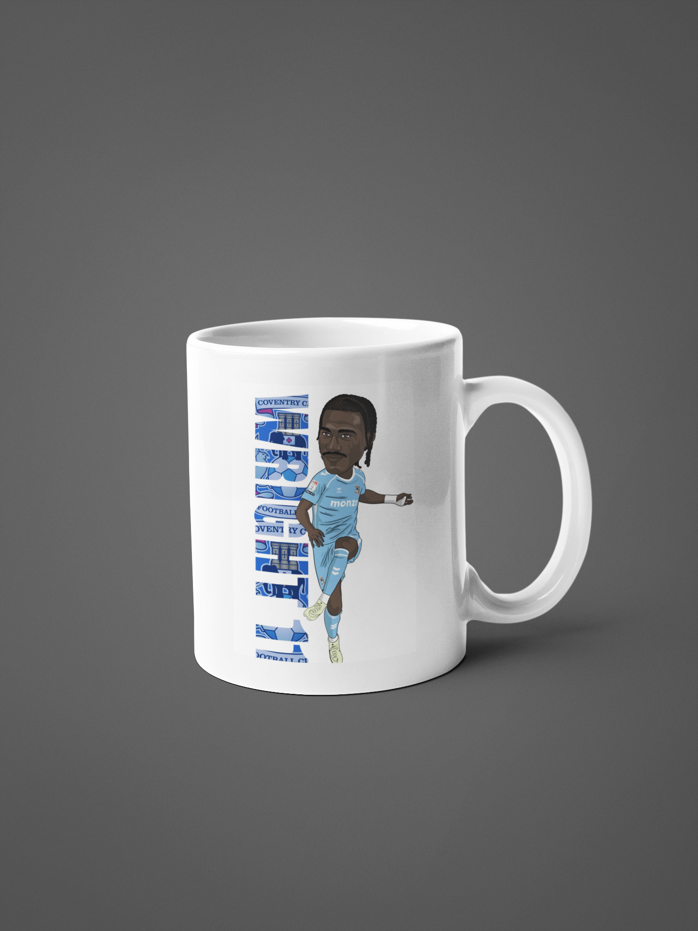 Haji Wright Ceramic Mug - Coventry City Cartoon Fan Art 11oz Ceramic Mug