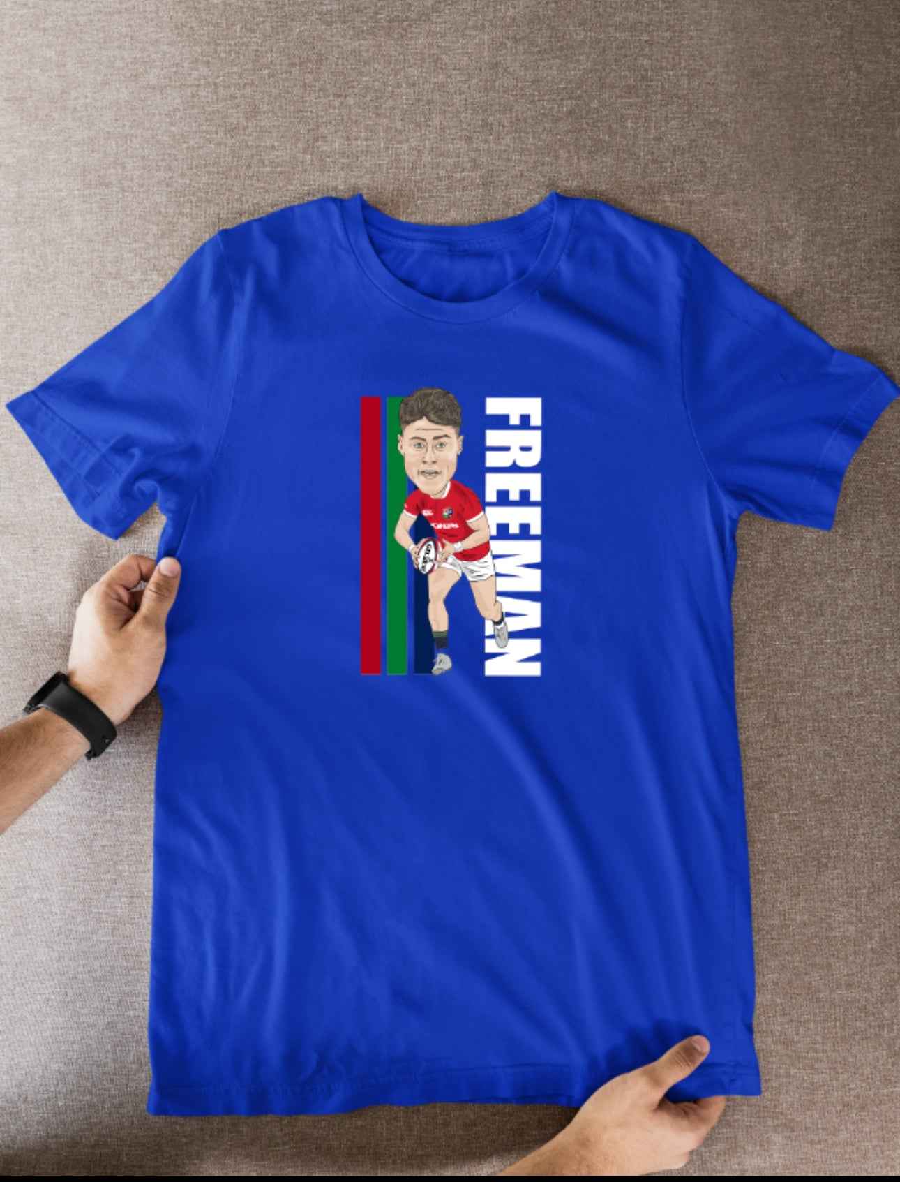 Tommy Freeman Rugby Lions Cartoon Graphic Soccer T-Shirt: Fan Wear