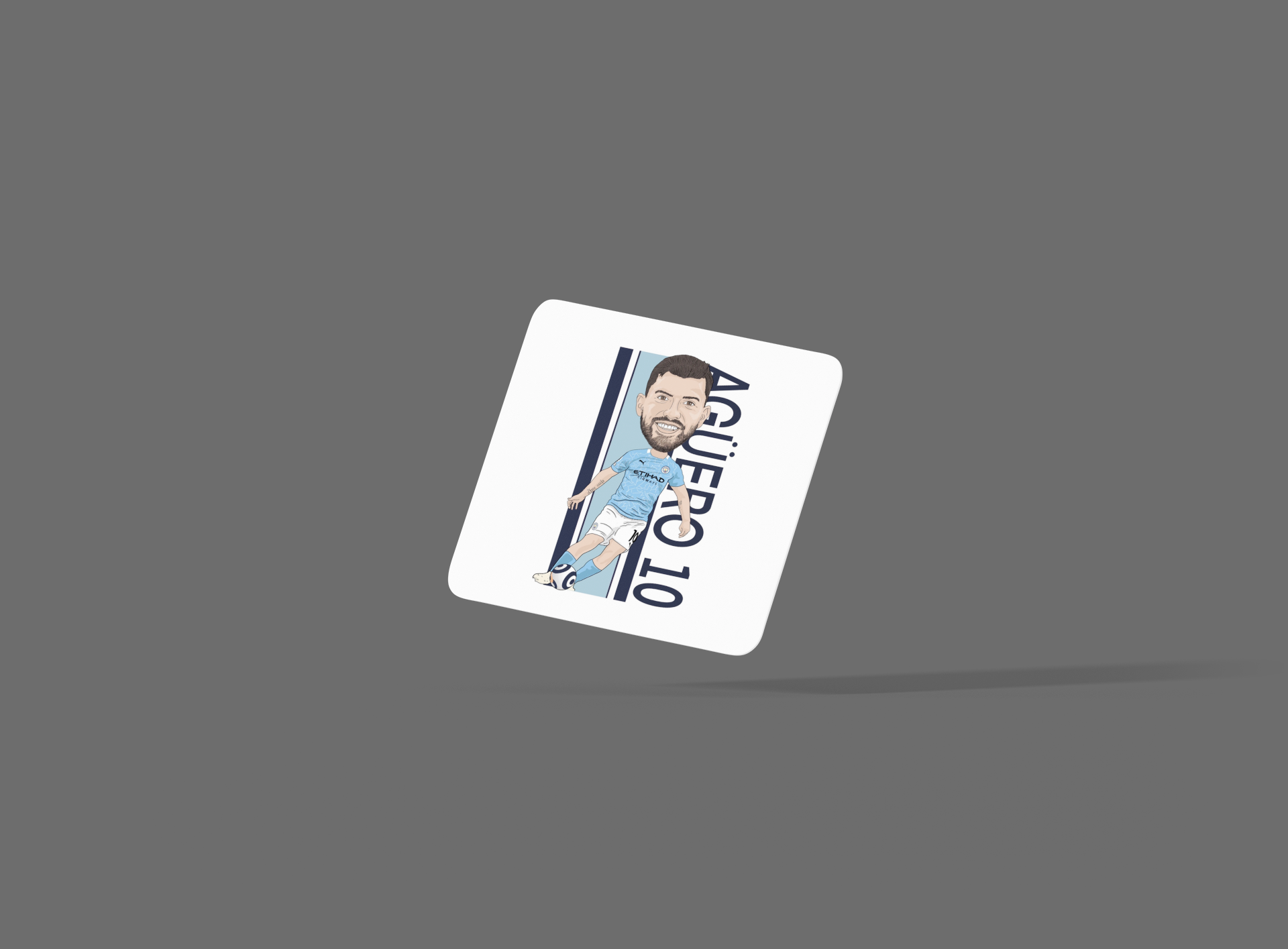 Sergio Agüero Manchester City Football Cartoon Graphic MDF Coaster - Tcb Cartoon Printing