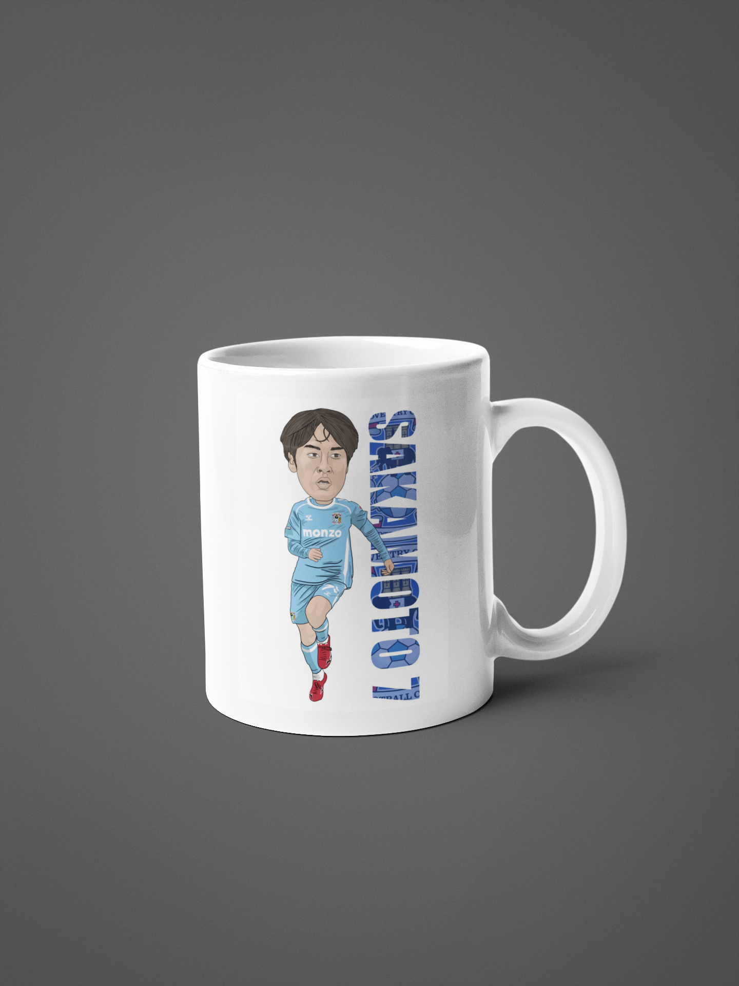 Tatsuhiro Sakamoto Mug - Coventry City Cartoon Fan Art 11oz Ceramic Mug