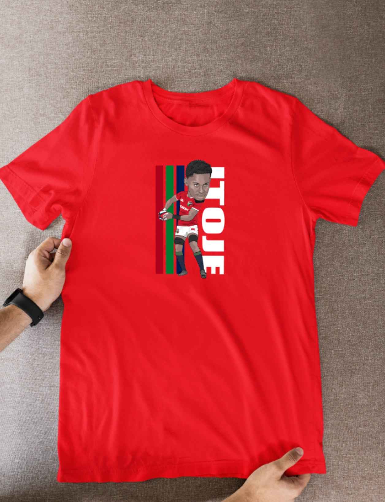 Maro Itoje Rugby Lions Cartoon Graphic Soccer T-Shirt: Fan Wear