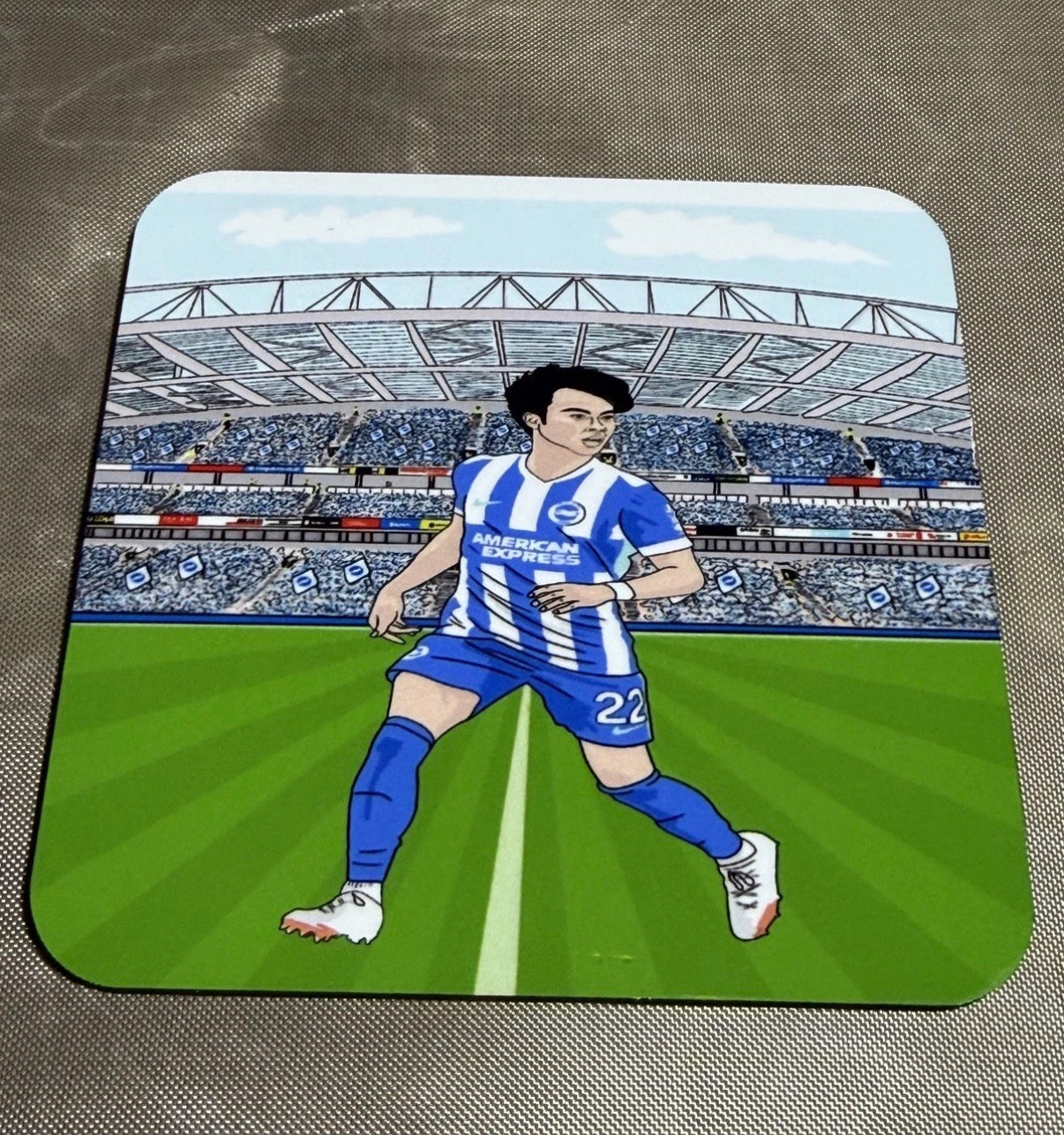 Kaoru Mitoma Coaster - Brighton Football Cartoon Graphic Art MDF Coaster