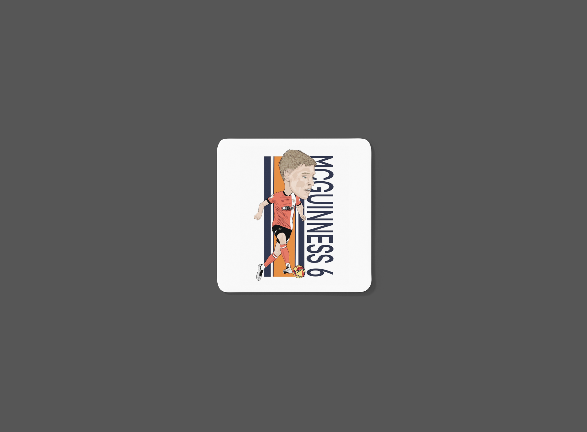 Mark McGuinness Luton Town Football Coaster - Unofficial Cartoon Graphic MDF Coaster