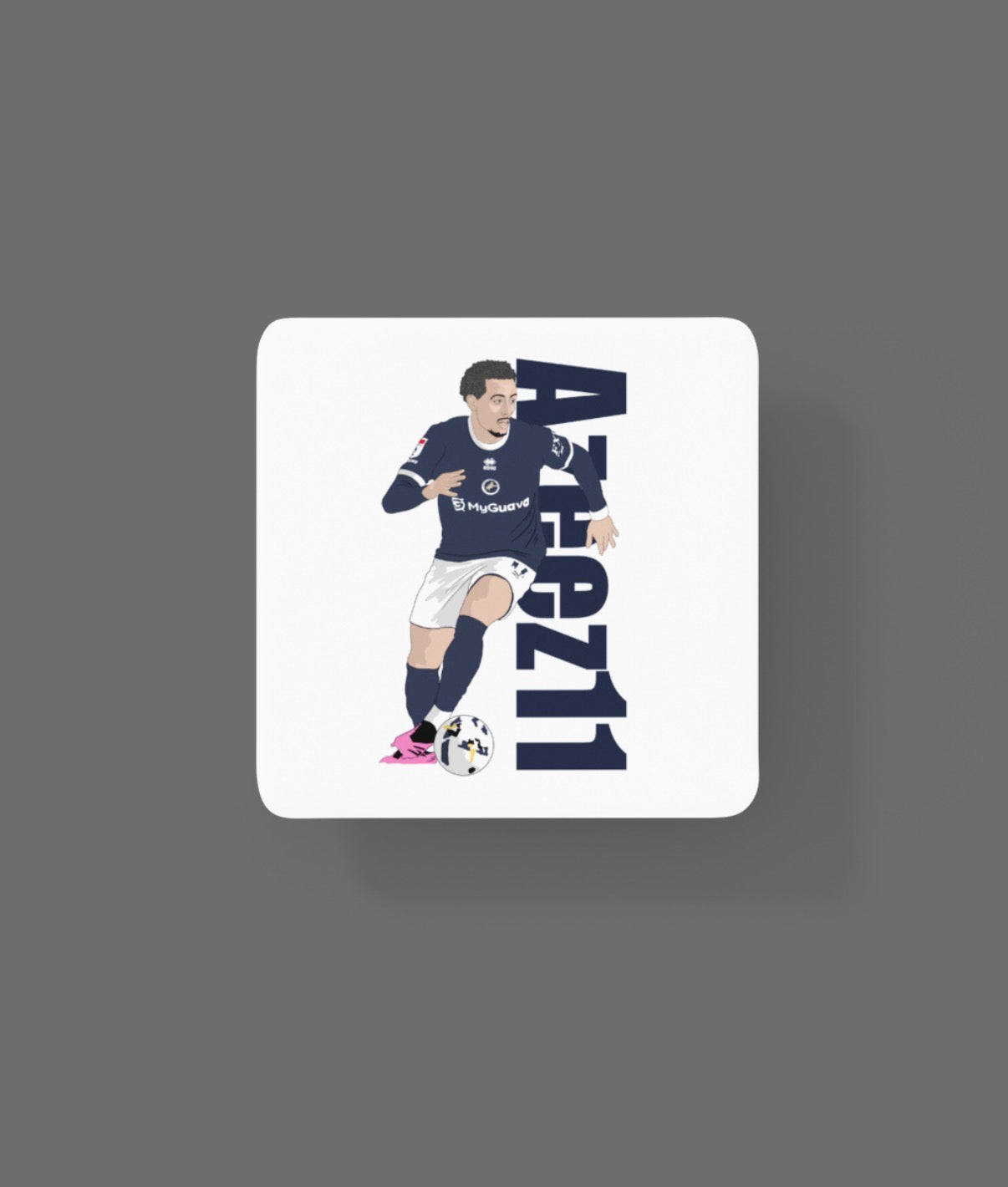 Femi Azeez Millwall Coaster - Cartoon Graphic MDF Drinks Coaster