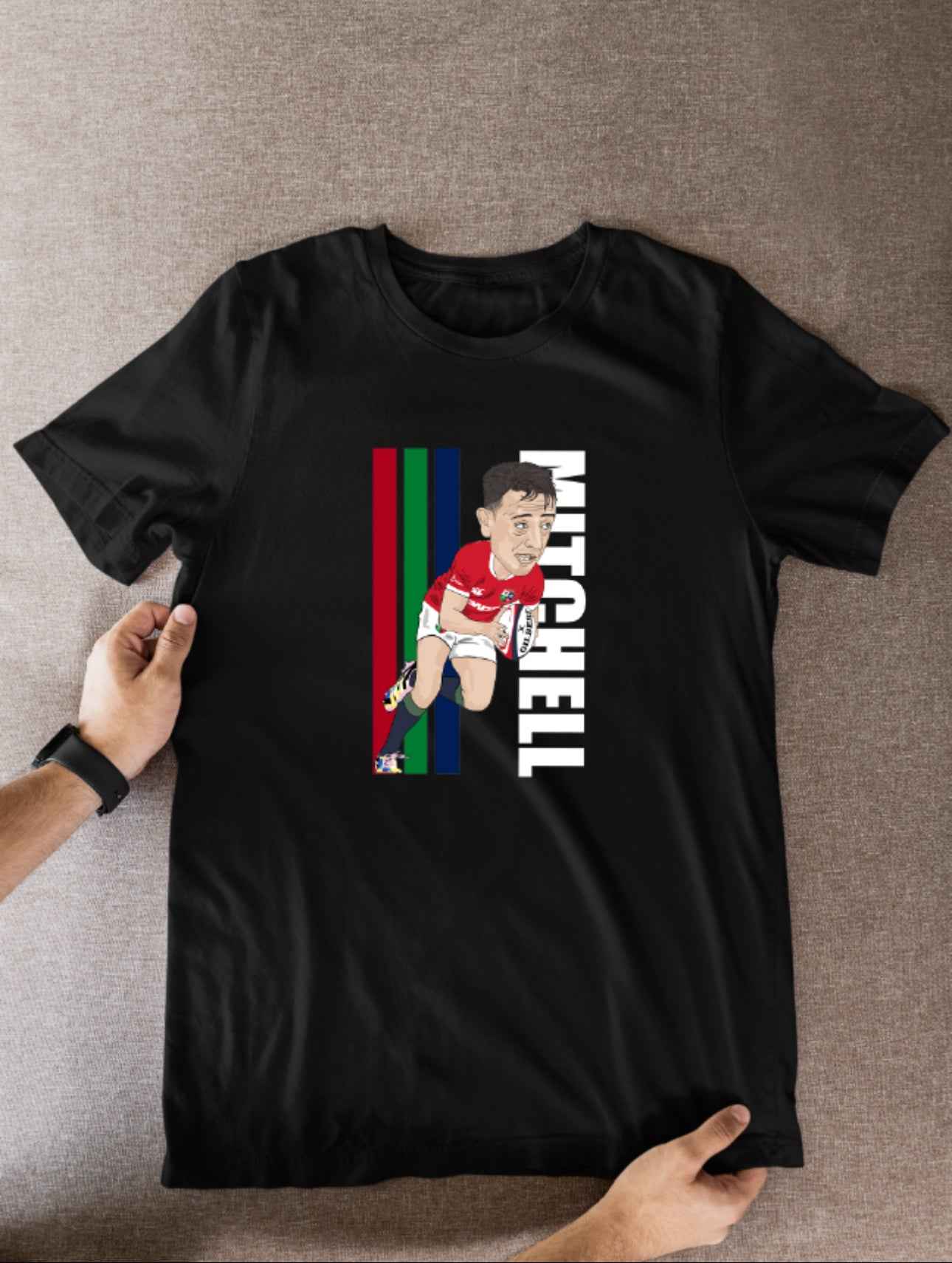 Alex Mitchell Rugby Lions Cartoon Graphic Soccer T-Shirt: Fan Wear