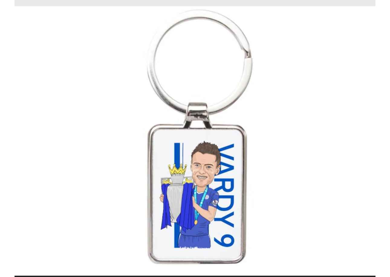 Jamie Vardy Leicester Football Cartoon Graphic art Acrylic keychain ,keyring
