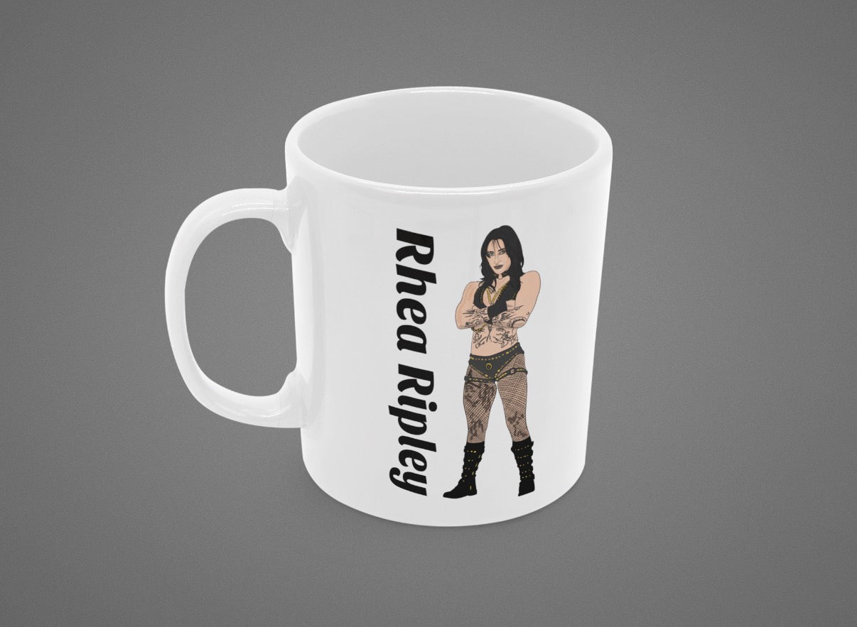 Rhea Ripley wrestling Cartoon Fan Art Made 11oz ceramic Mug - Tcb Cartoon Printing