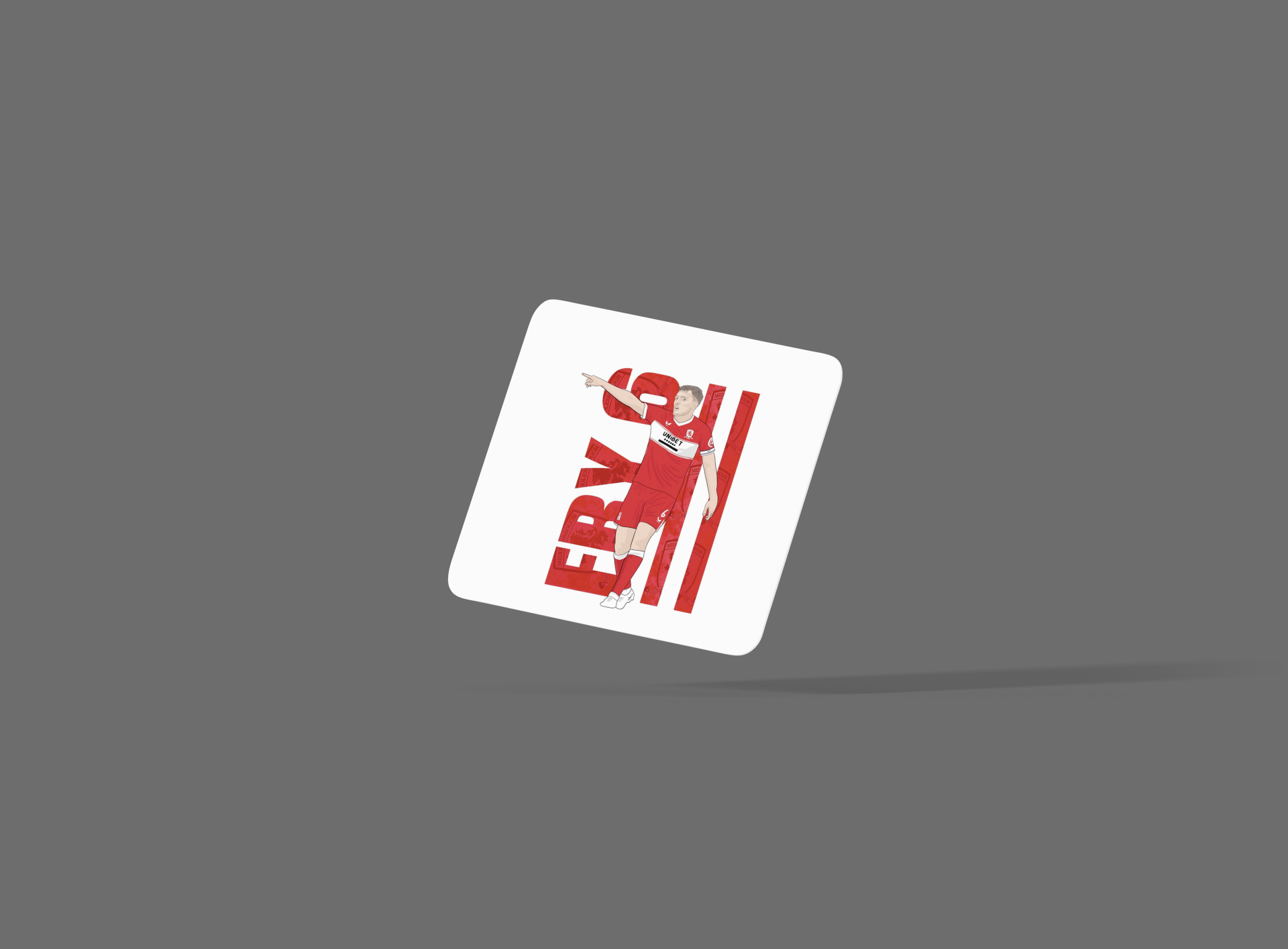 Dael Fry Middlesbrough Cartoon Fan Art Made MDF Coaster - Tcb Cartoon Printing