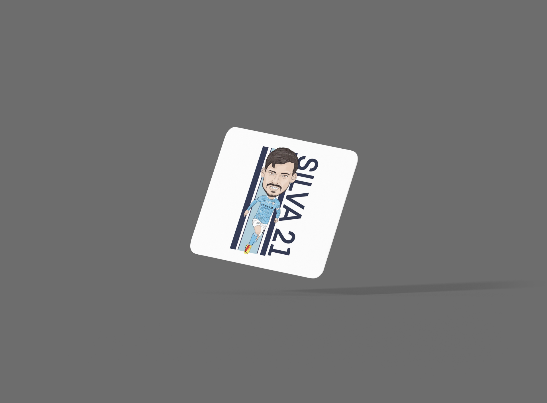 David Silva Manchester City Football Cartoon Graphic MDF Coaster - Tcb Cartoon Printing