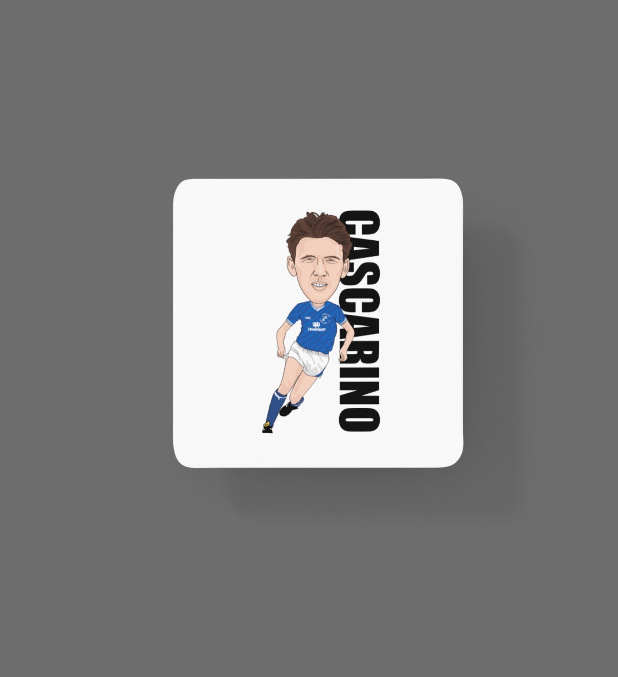 Tony Cascarino Millwall Coaster - Cartoon Graphic MDF Drinks Coaster