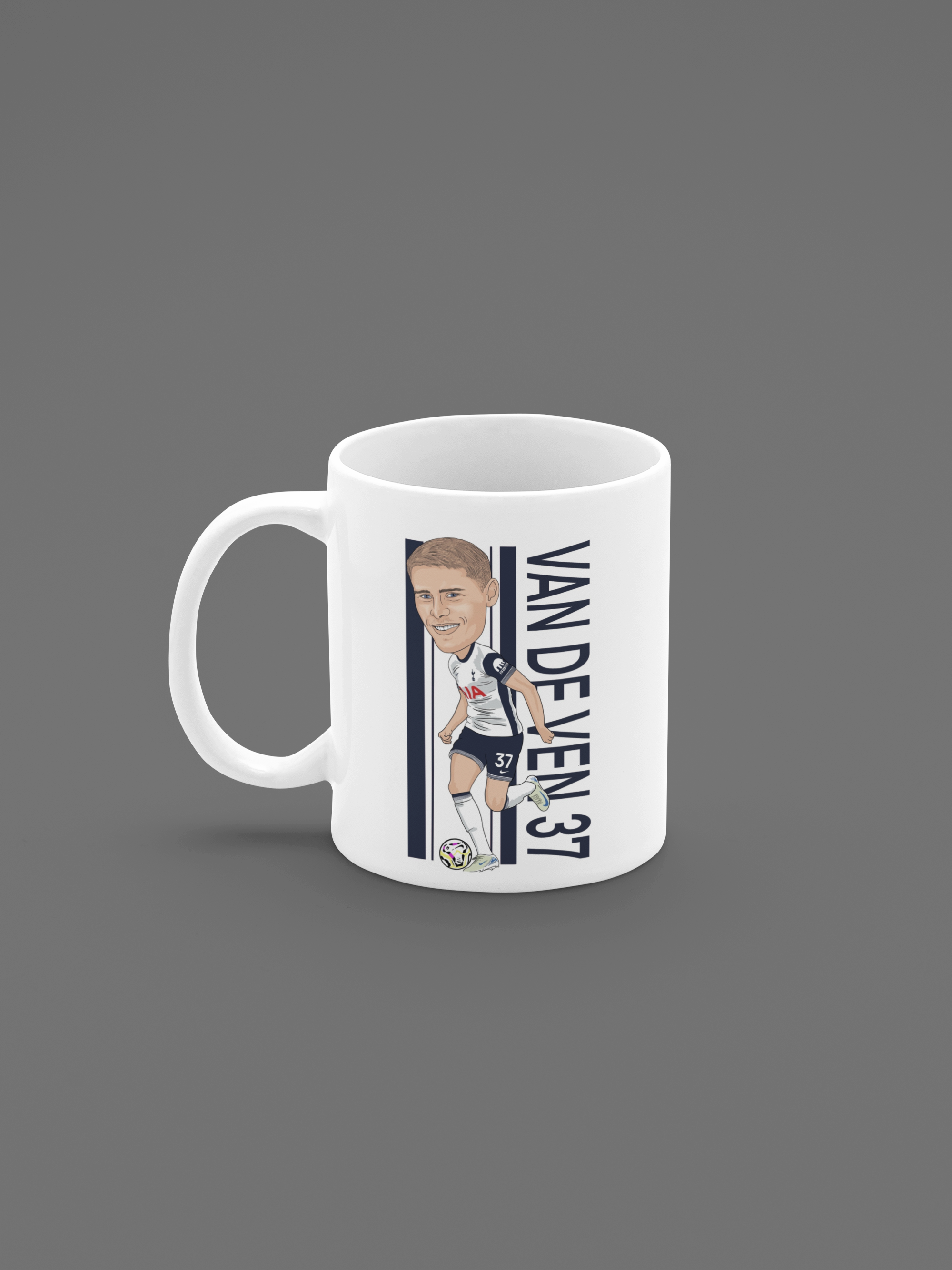 Micky van de Ven Mug - Tottenham Cartoon Fan Art 11oz Ceramic Mug