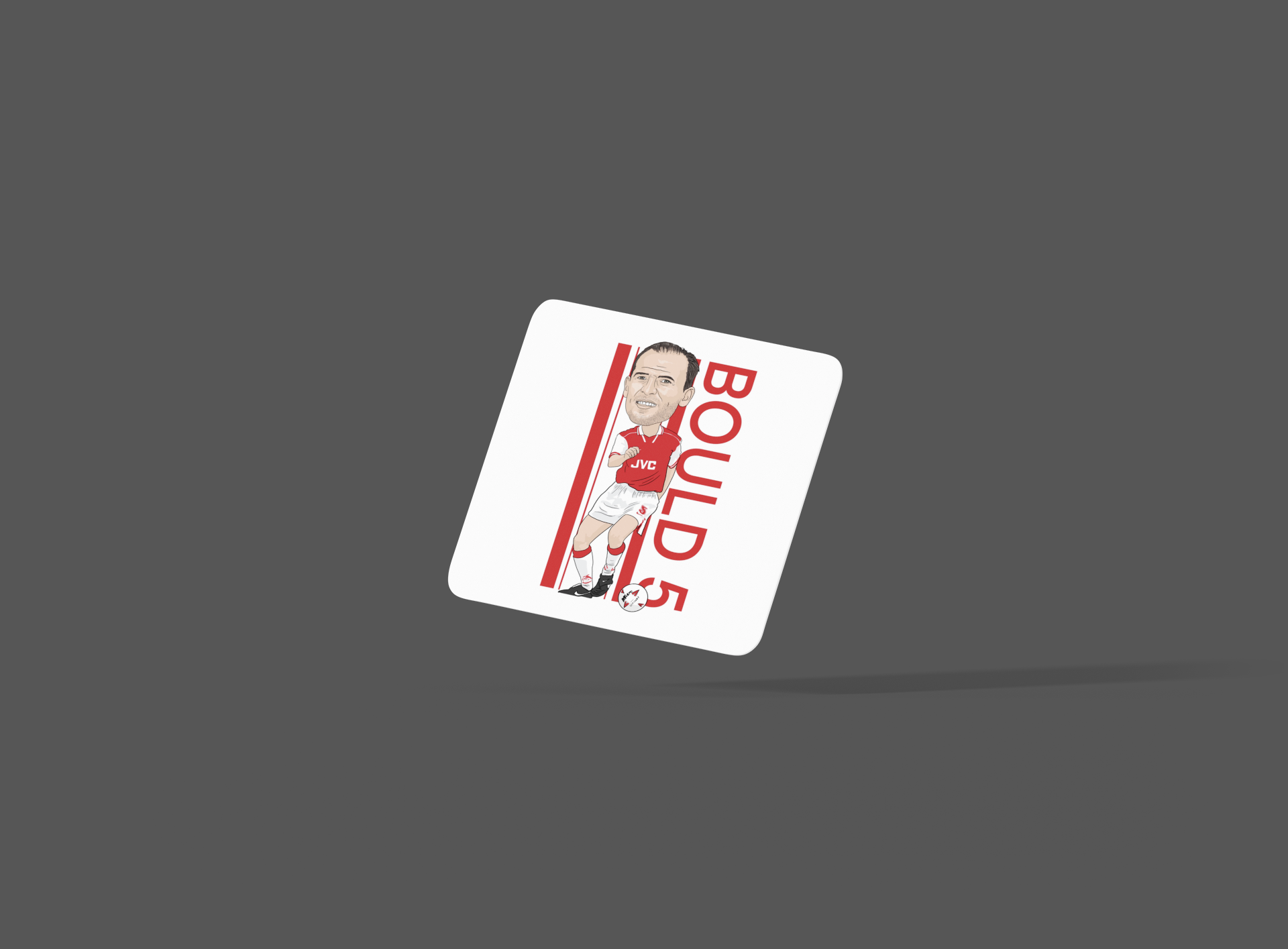 Steve Bould Arsenal Cartoon Fan Art Made MDF Coaster - Tcb Cartoon Printing