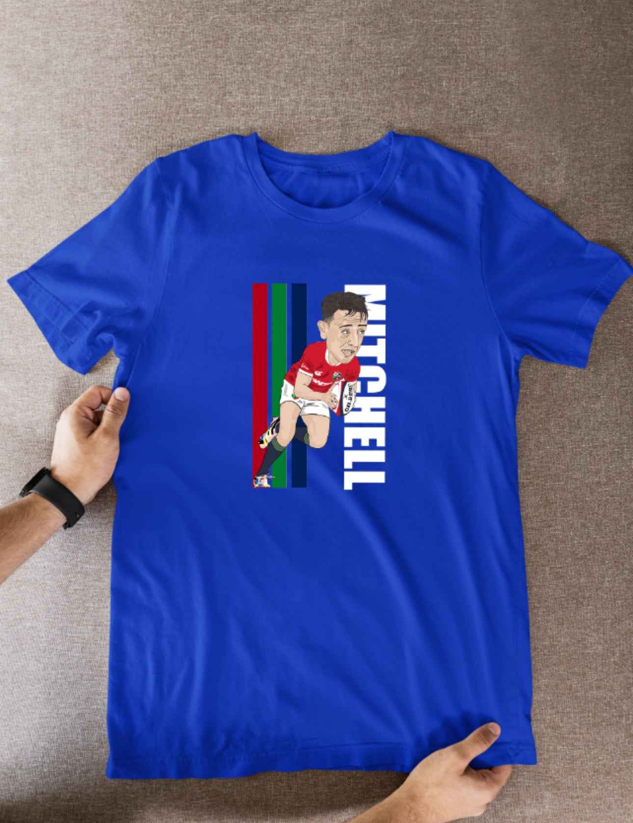 Alex Mitchell Rugby Lions Cartoon Graphic Soccer T-Shirt: Fan Wear