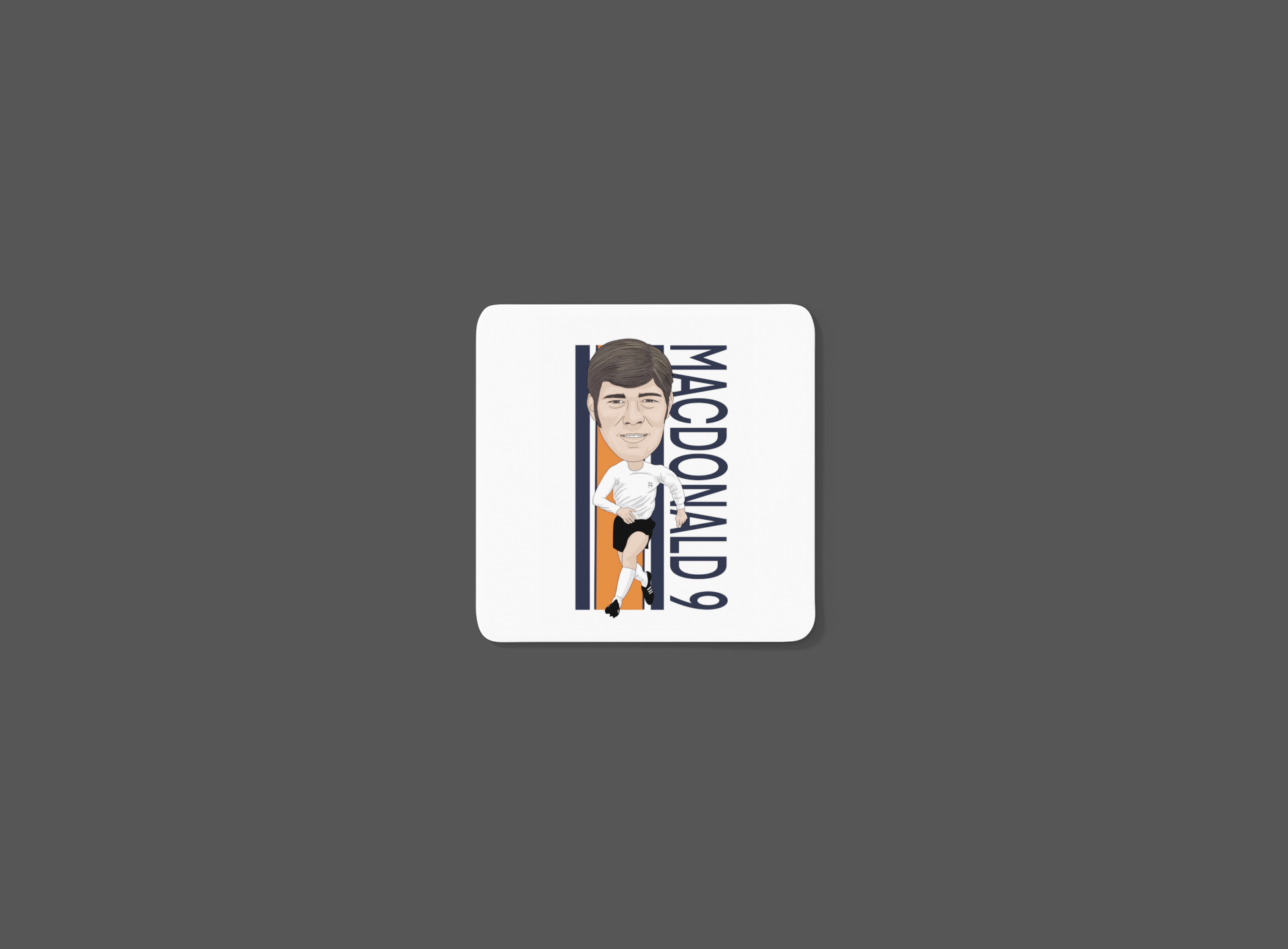 Malcolm MacDonald Luton Town Coaster - Unofficial Football Cartoon Graphic MDF Design