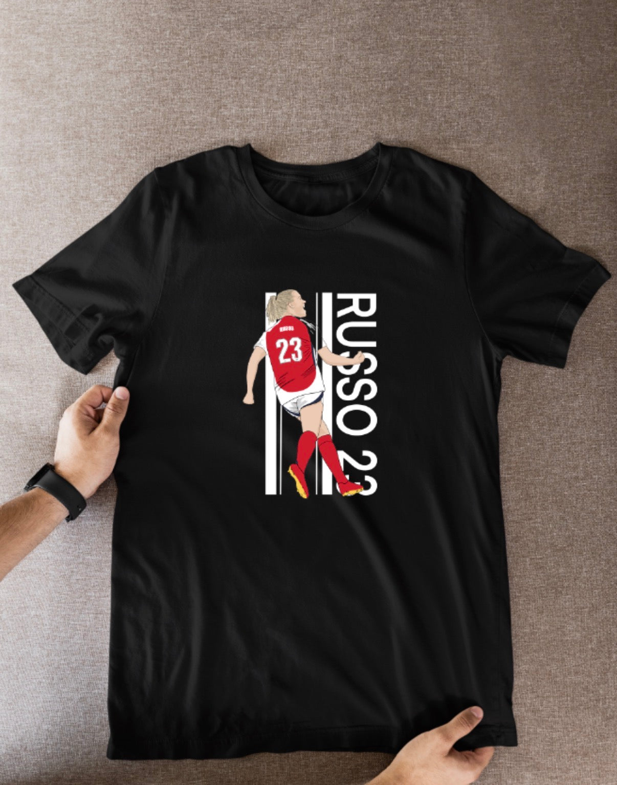 Alessia Russo Arsenal T-Shirt: Cartoon Graphic Soccer Fan Wear for Women