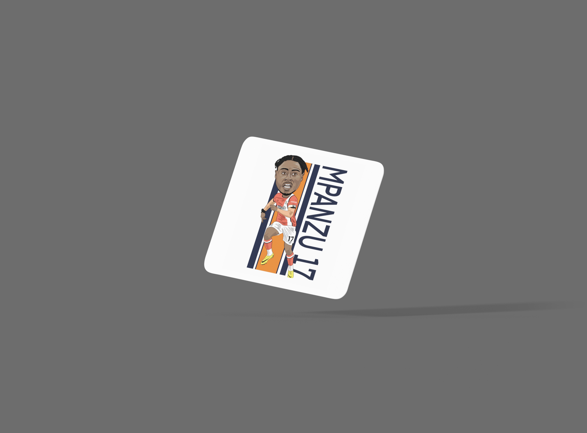 Pelly Ruddock Luton Town Coaster - Unofficial Football Cartoon Graphic MDF Coaster