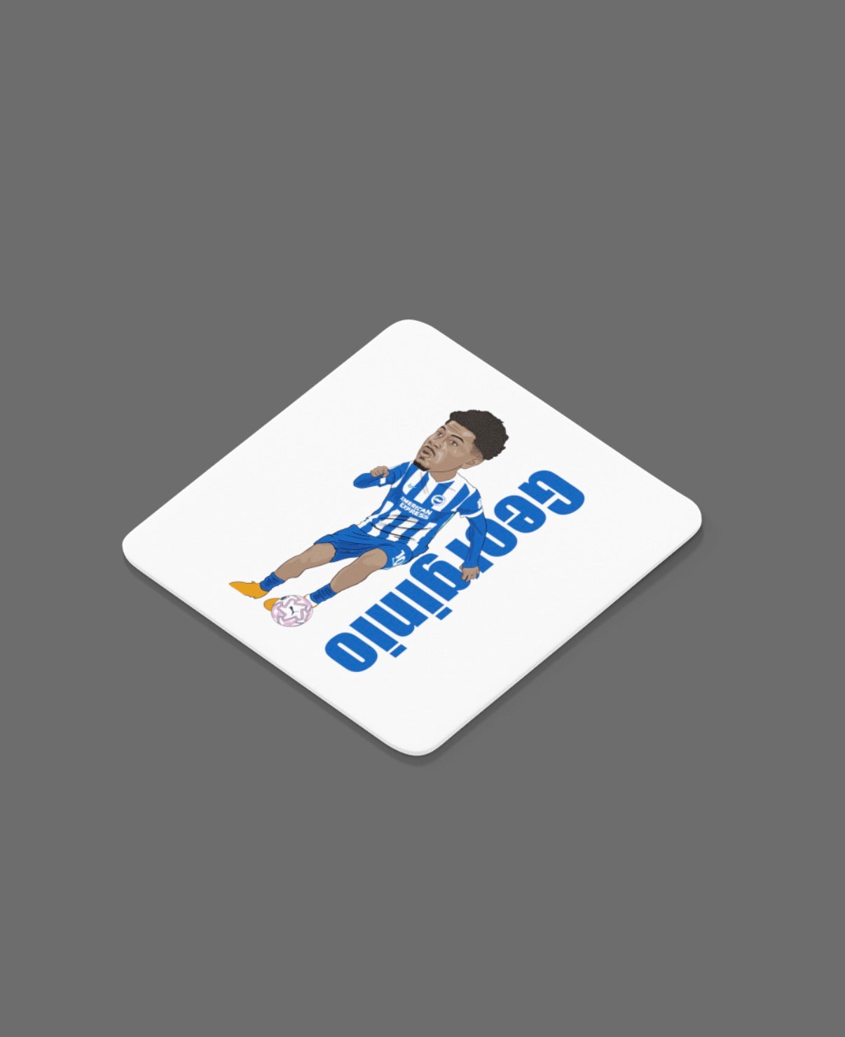 Georginio Rutter Football Coaster – Brighton Cartoon Graphic Art MDF Coaster