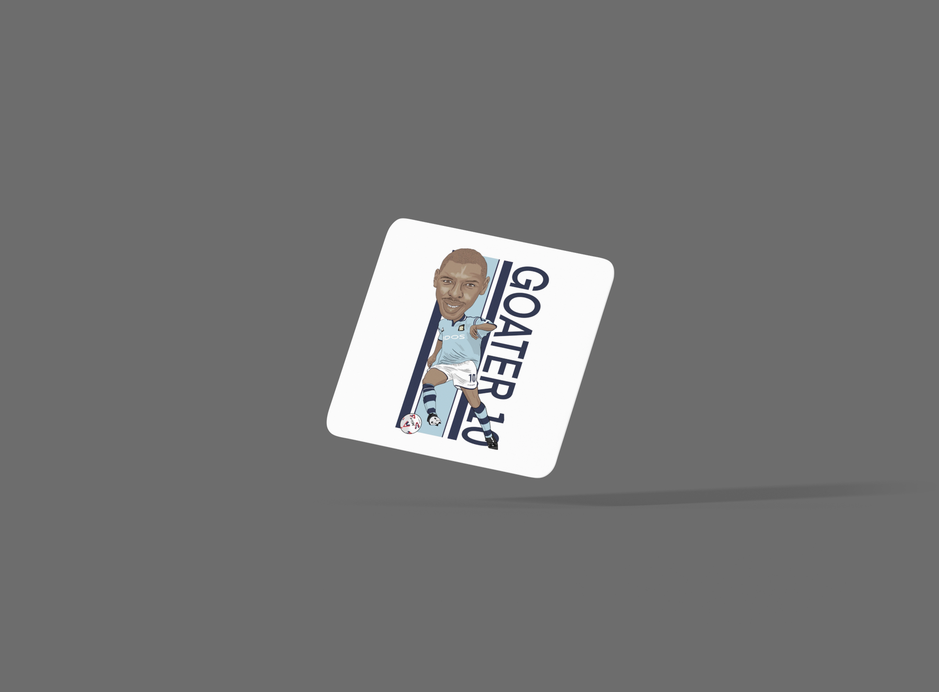 Shaun Goater Manchester City Football Cartoon Graphic MDF Coaster - Tcb Cartoon Printing