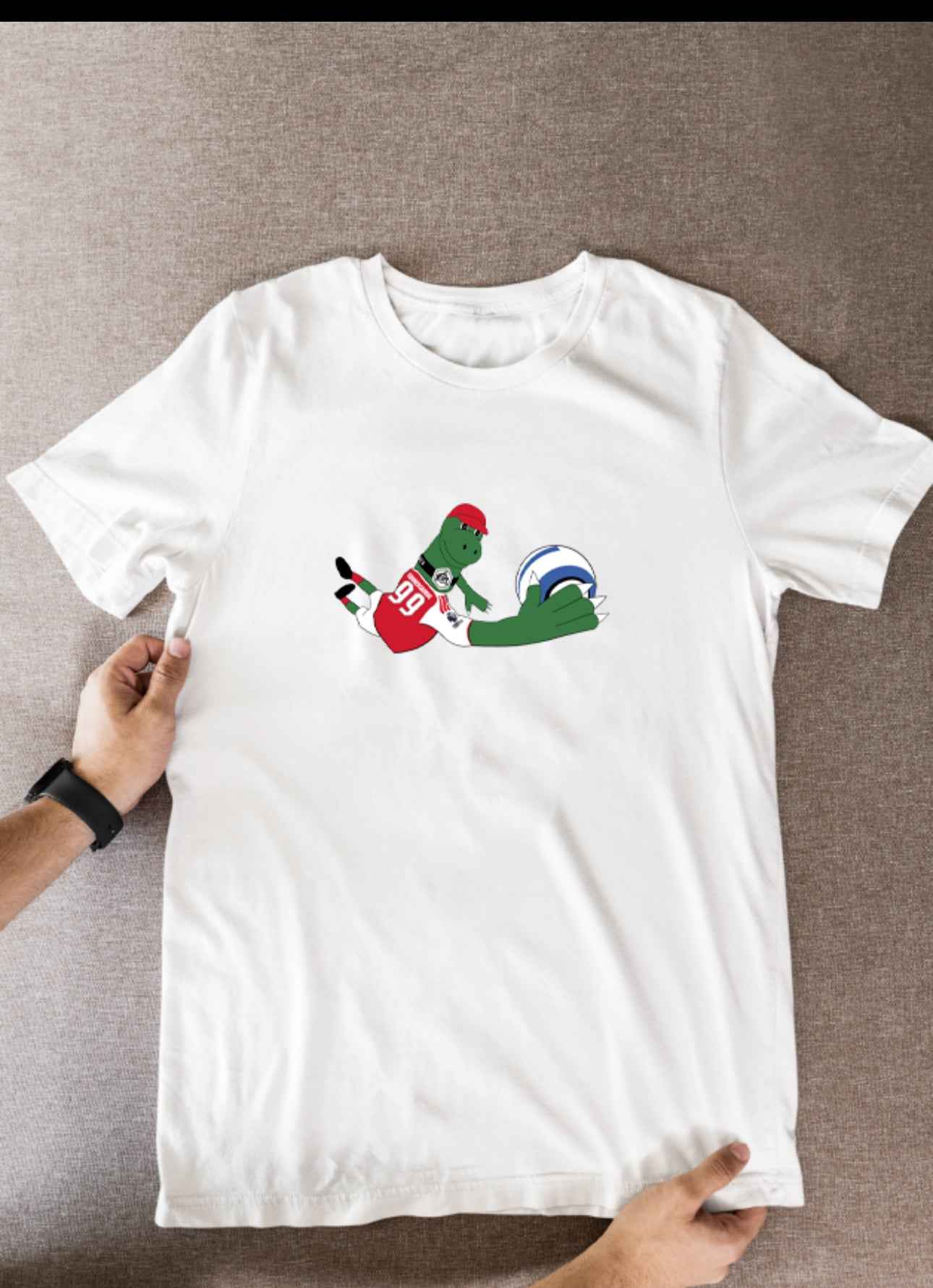 Gunnersaurus Arsenal Cartoon Graphic Soccer T-Shirt: Fan Wear