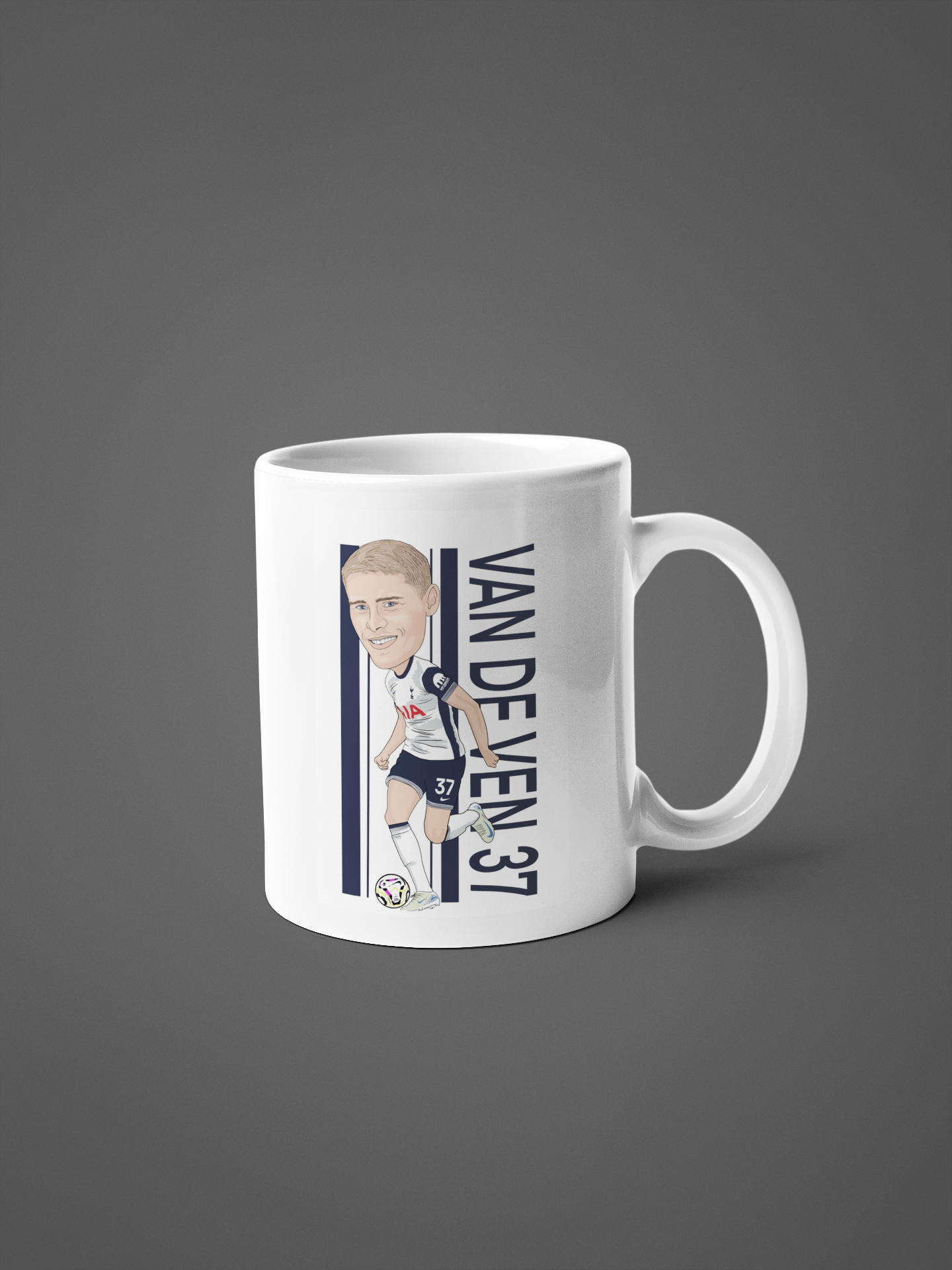 Micky van de Ven Mug - Tottenham Cartoon Fan Art 11oz Ceramic Mug