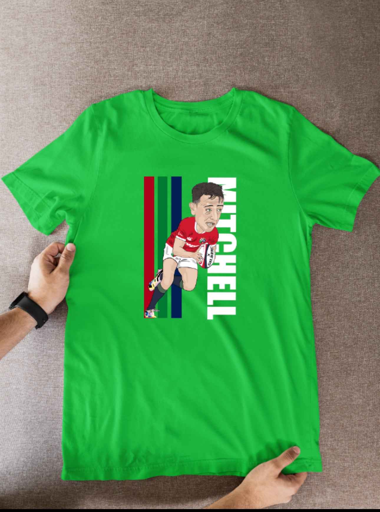 Alex Mitchell Rugby Lions Cartoon Graphic Soccer T-Shirt: Fan Wear