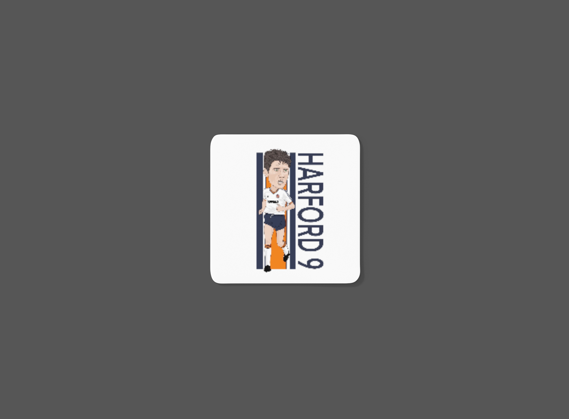 Mick Harford Luton Town Coaster - Unofficial Football Cartoon Graphic MDF Coaster