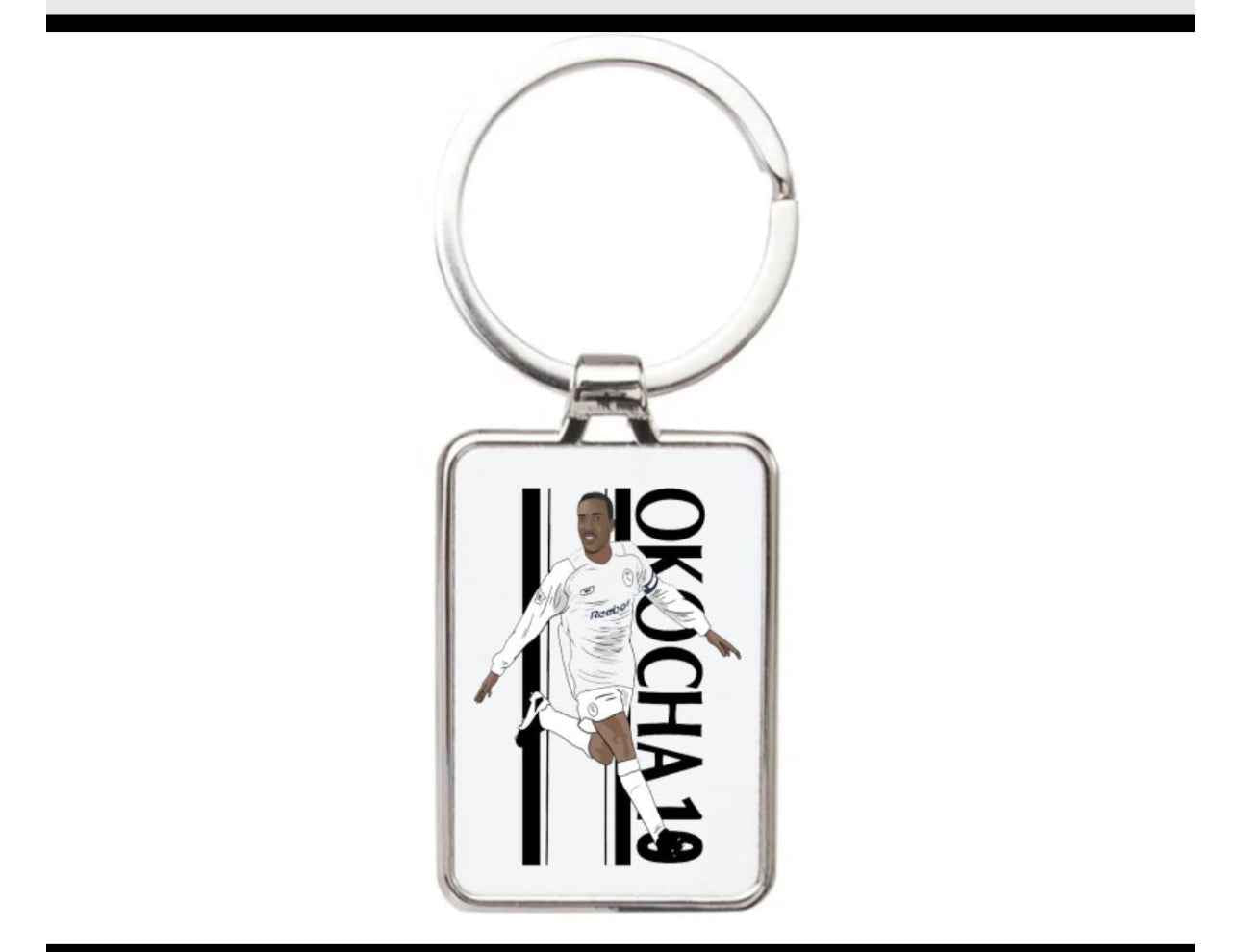 Jay-Jay Okocha Bolton Football Cartoon Graphic art Acrylic keychain ,keyring