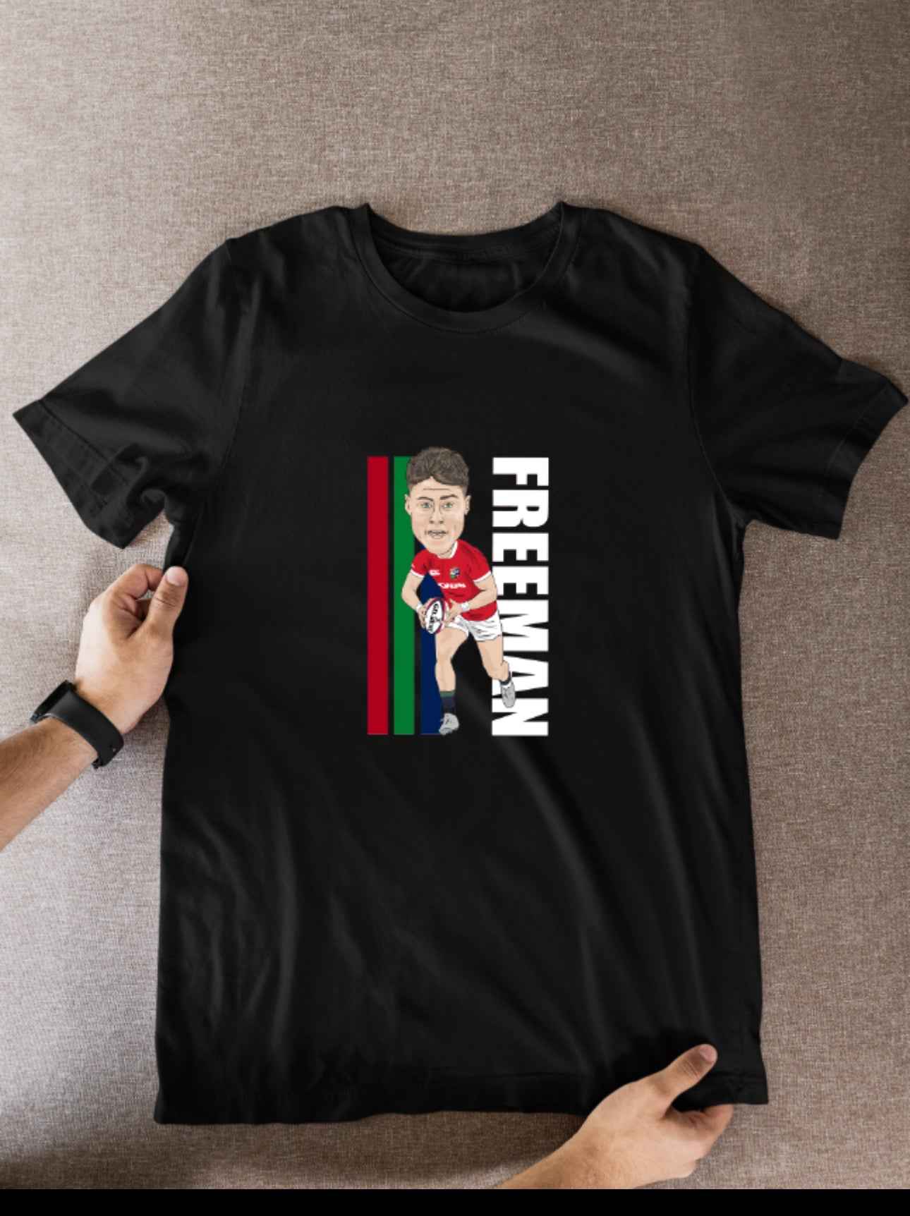 Tommy Freeman Rugby Lions Cartoon Graphic Soccer T-Shirt: Fan Wear