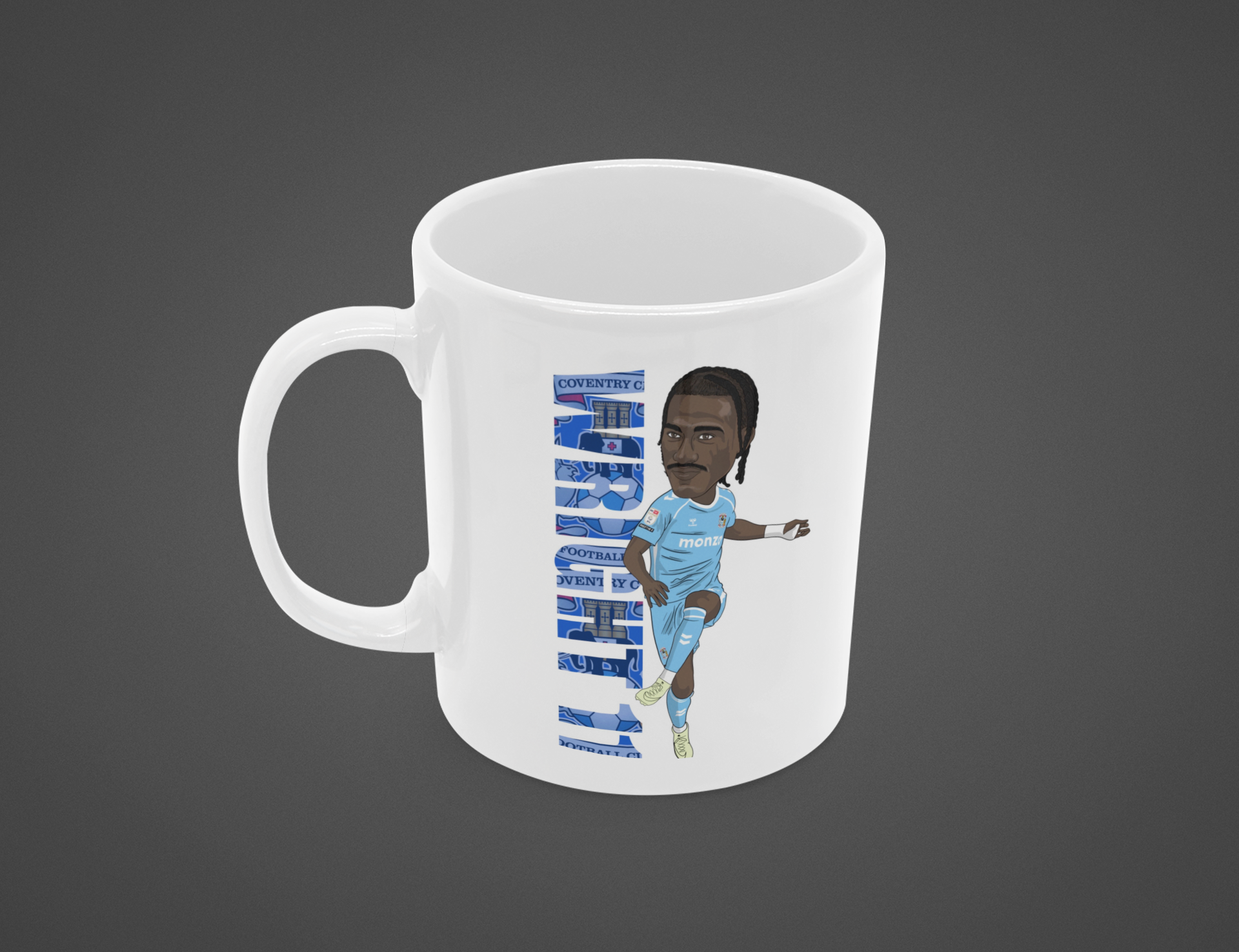 Haji Wright Ceramic Mug - Coventry City Cartoon Fan Art 11oz Ceramic Mug