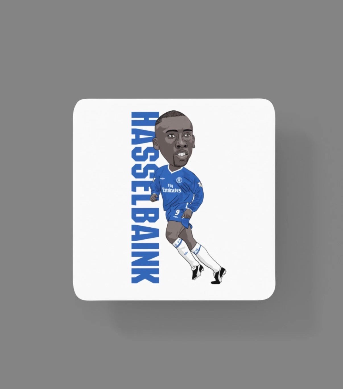 Jimmy Floyd Hasselbaink Coaster - Unofficial Chelsea Football Cartoon Graphic Art MDF Coaster
