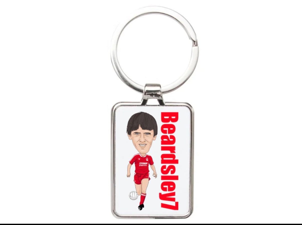 Peter Beardsley Liverpool Keychain - Cartoon Graphic Art Acrylic Keyring